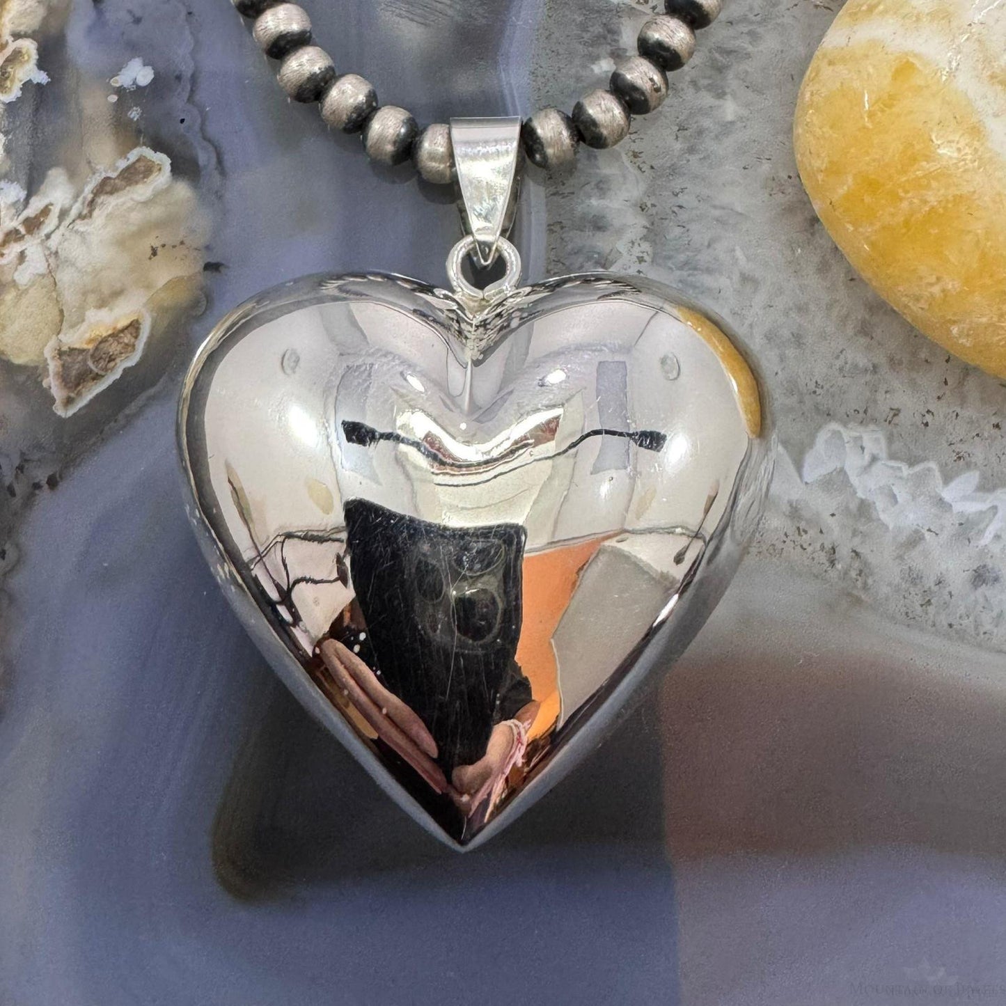 Sterling Silver Puff Heart Pendant For Women