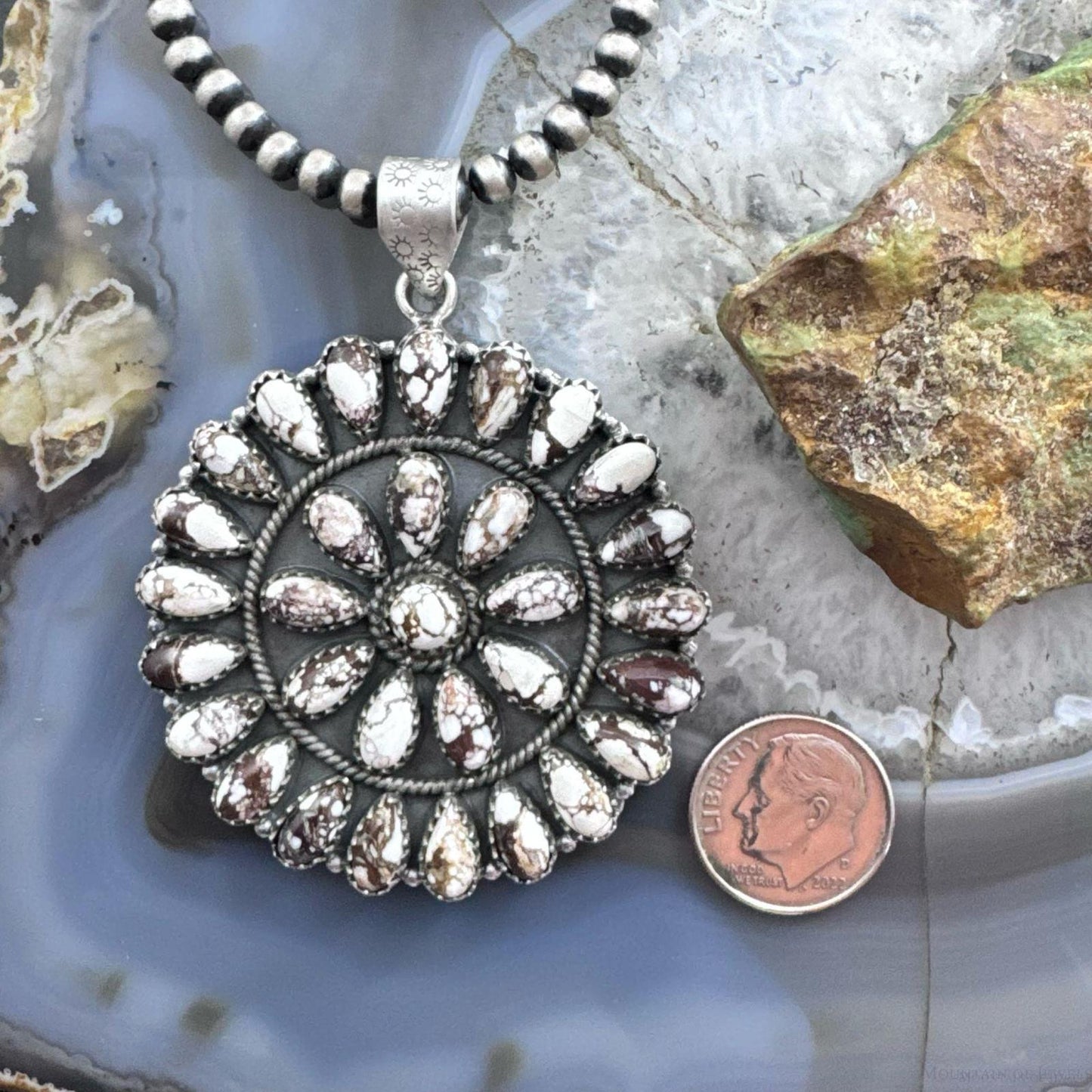 Sterling Silver Southwestern Style Teardrop Wild Horse Cluster Pendant For Women
