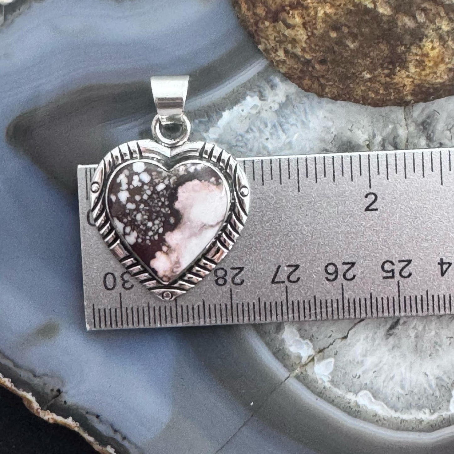 Native American Sterling Silver Wild Horse Decorated Heart Pendant For Women