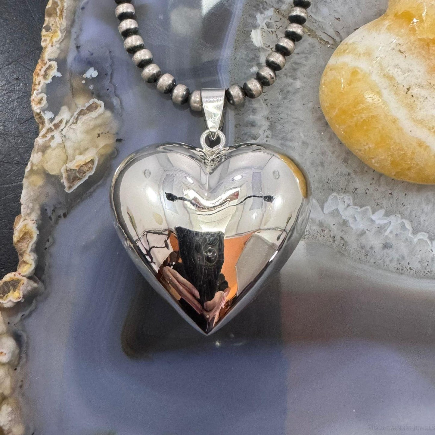 Sterling Silver Puff Heart Pendant For Women