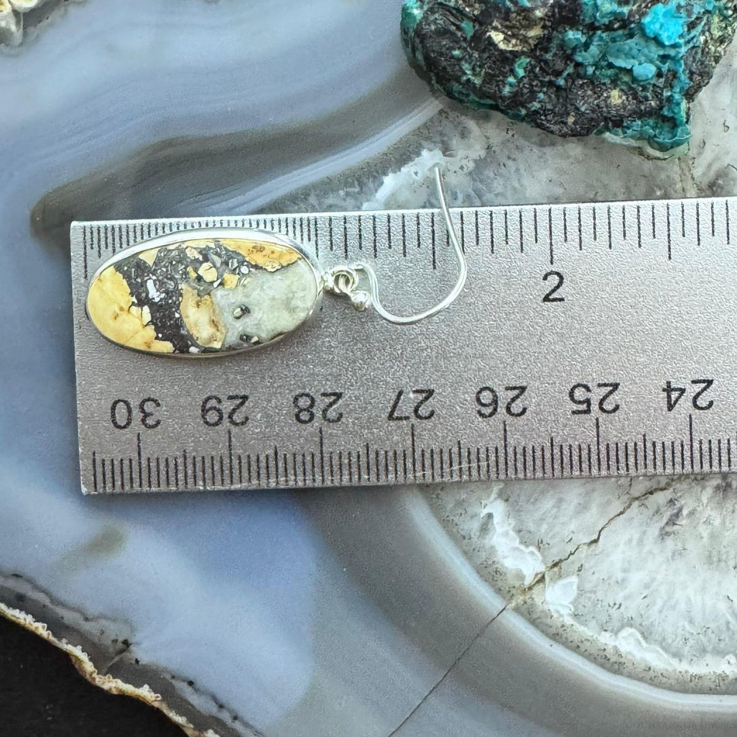 Sterling Silver Southwestern Style Oval Maligano Jasper Dangle Earrings For Women