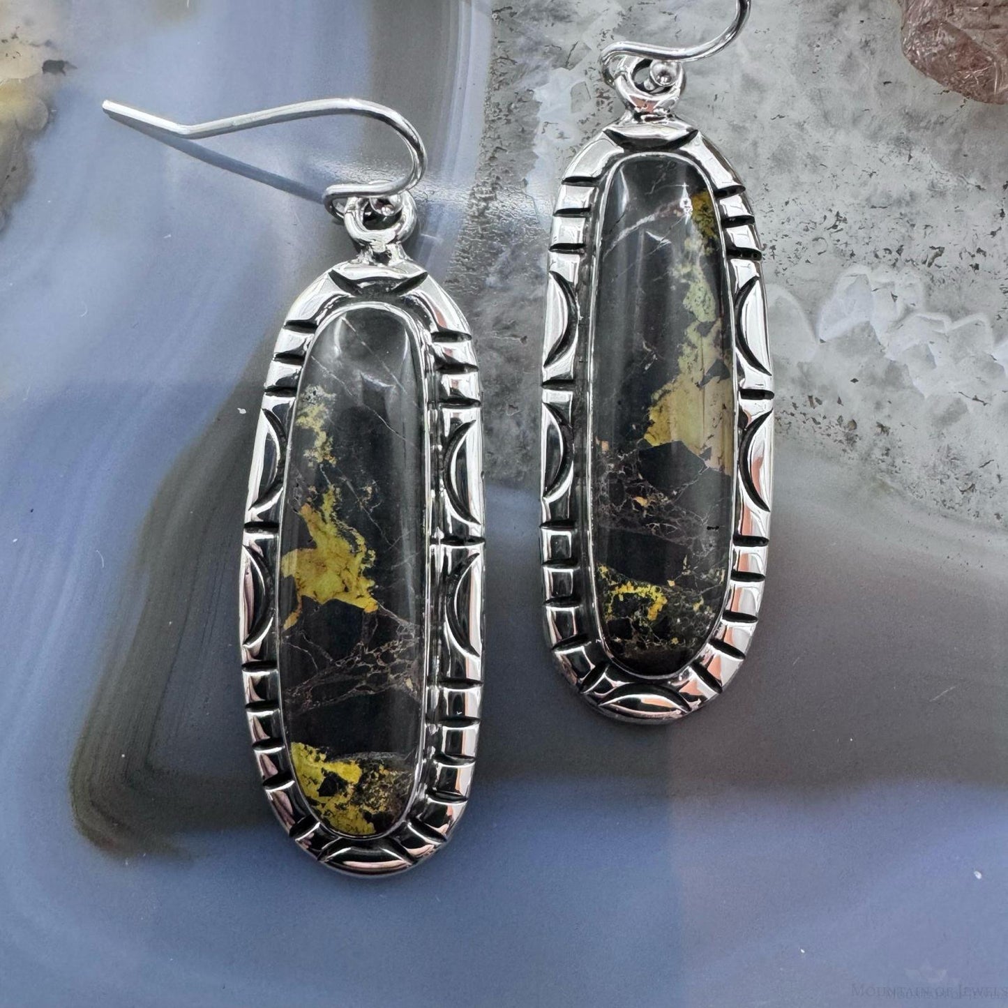 Native American Sterling Silver Blackjack Dangle Earrings For Women