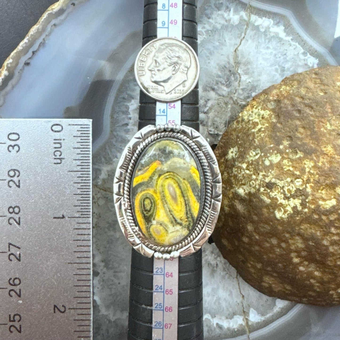 Sterling Silver Southwestern Style Oval Bumblebee Jasper Ring Size 9 For Women