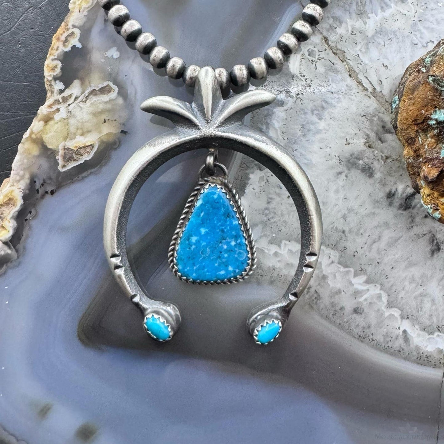 Veronica Cayatineto Native American Sterling Silver Turquoise Unisex Naja Pendant
