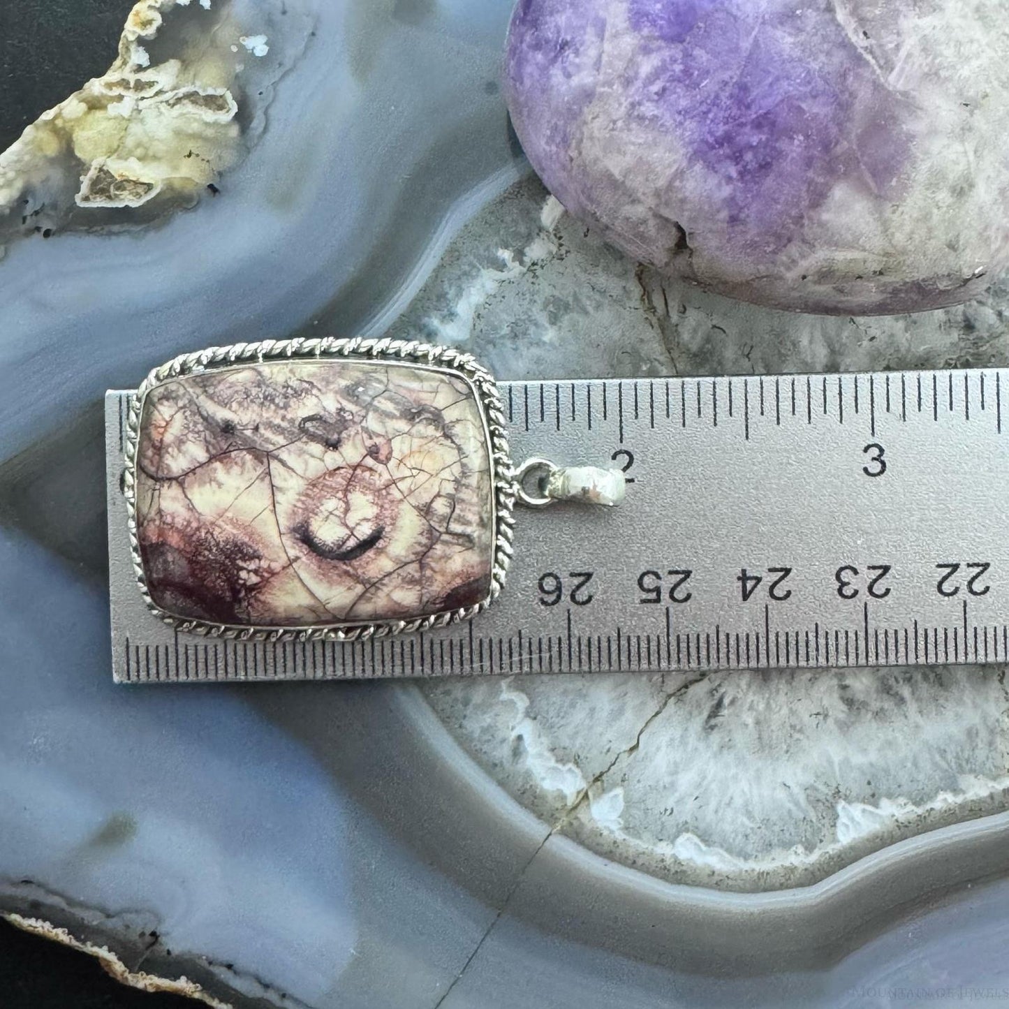 Sterling Silver Southwestern Style Large Rectangle Sunflower Jasper Pendant For Women