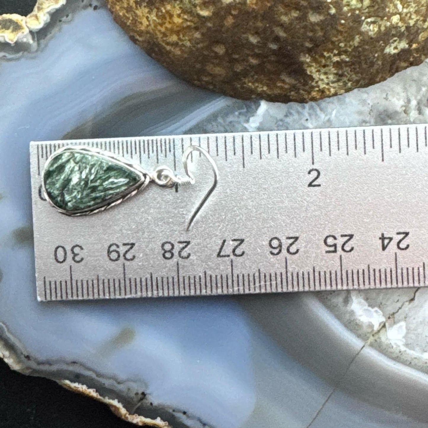 Sterling Silver Southwestern Style Teardrop Serpentine Dangle Earrings For Women