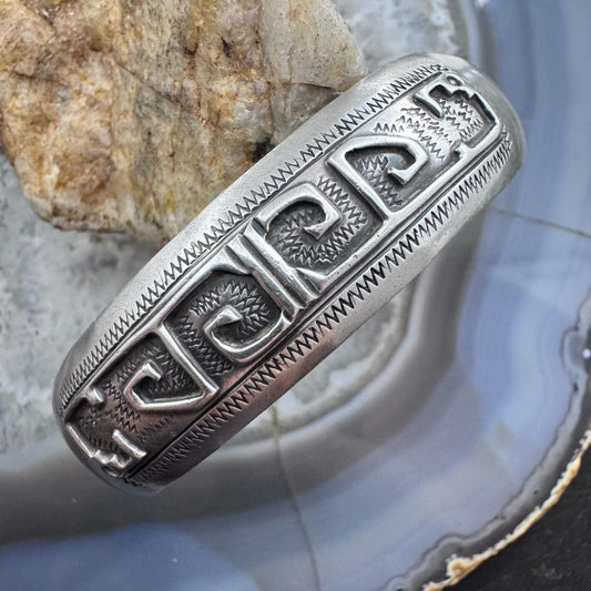 Vintage Sterling Silver Geometric Shapes Decorated Fashion Cuff Bracelet For Women