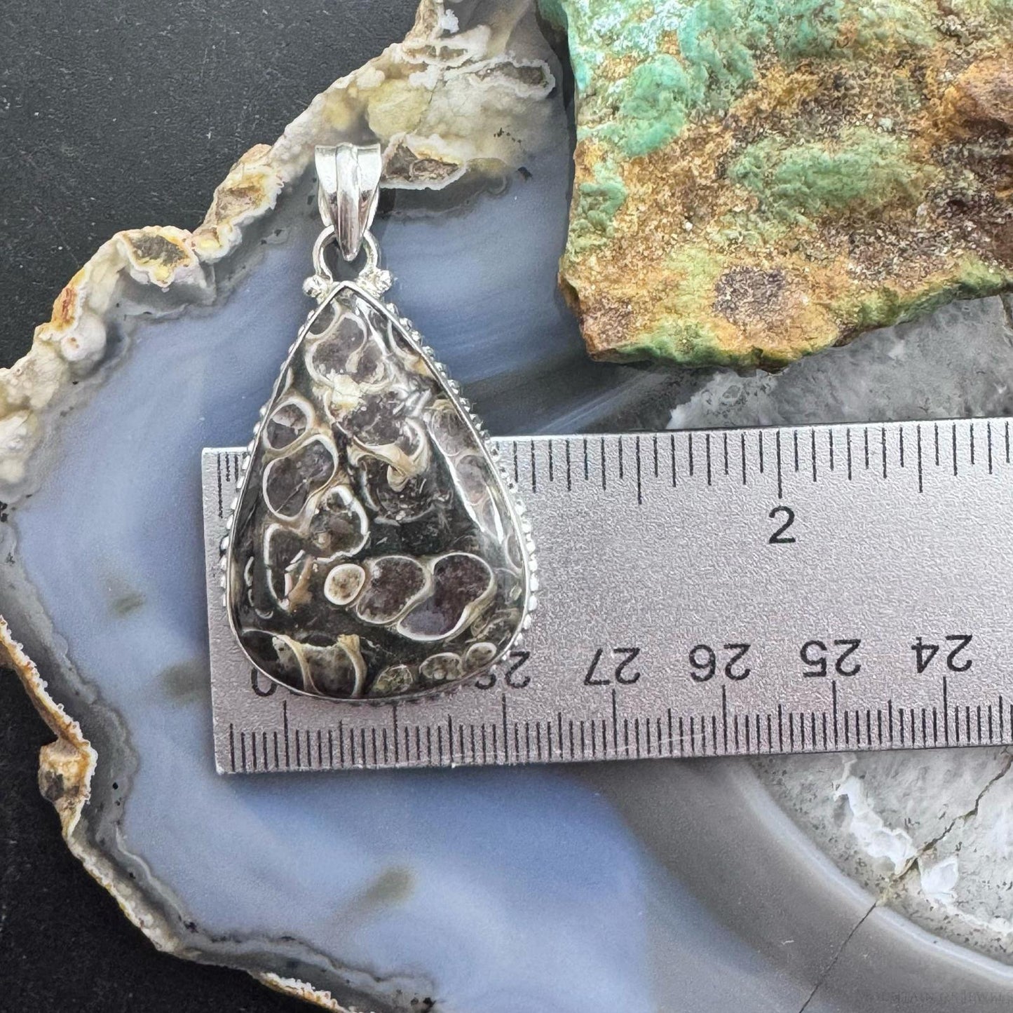 Sterling Silver Southwestern Style Turrietella Fossil Pendant For Women