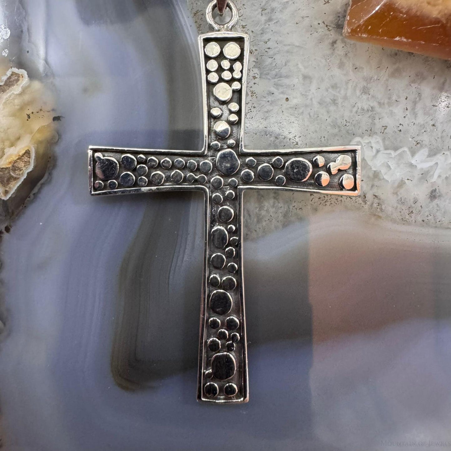 Sterling Silver Southwestern Style Decorated Unisex Cross Pendant