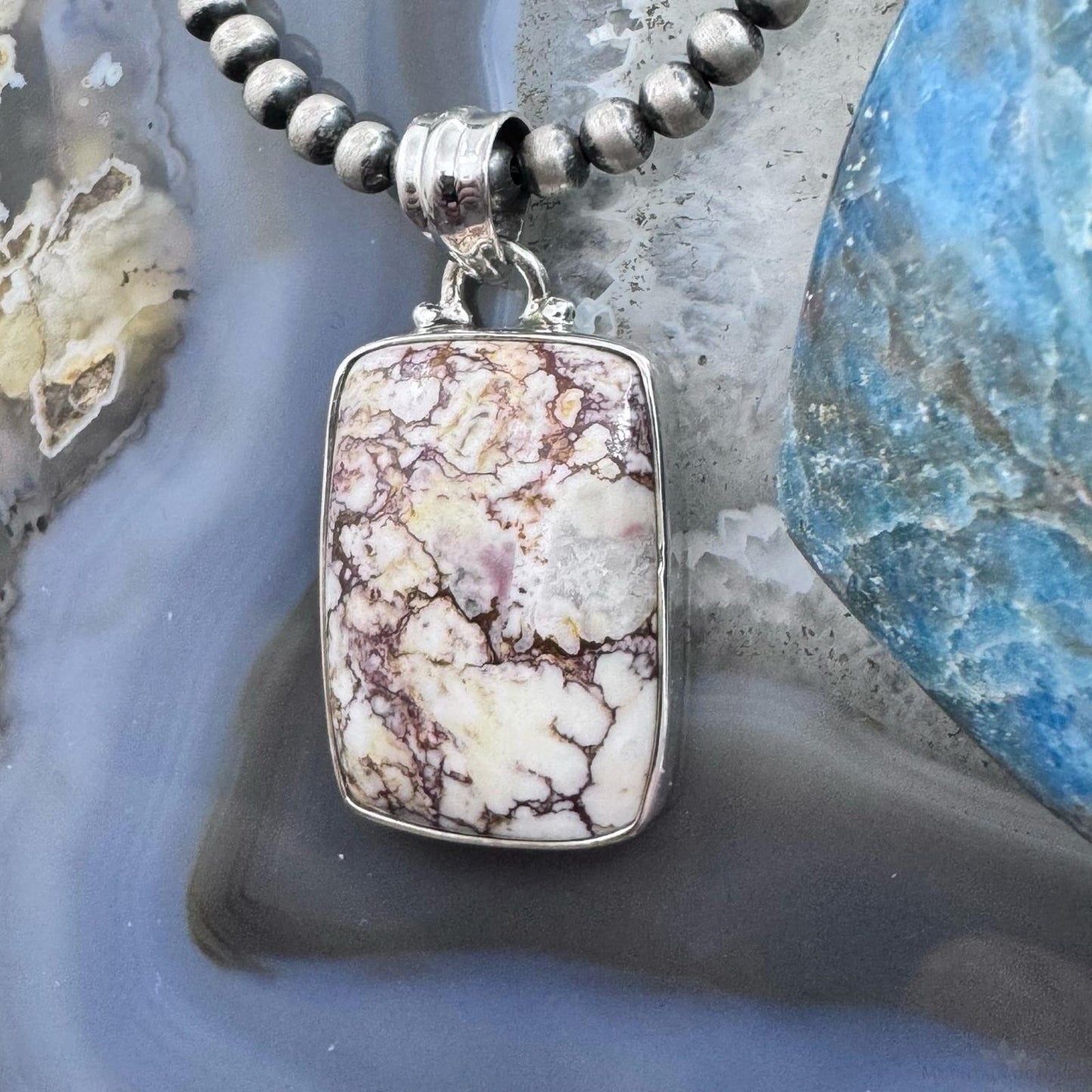 Sterling Silver Southwestern Style Rectangle Wild Horse Pendant For Women