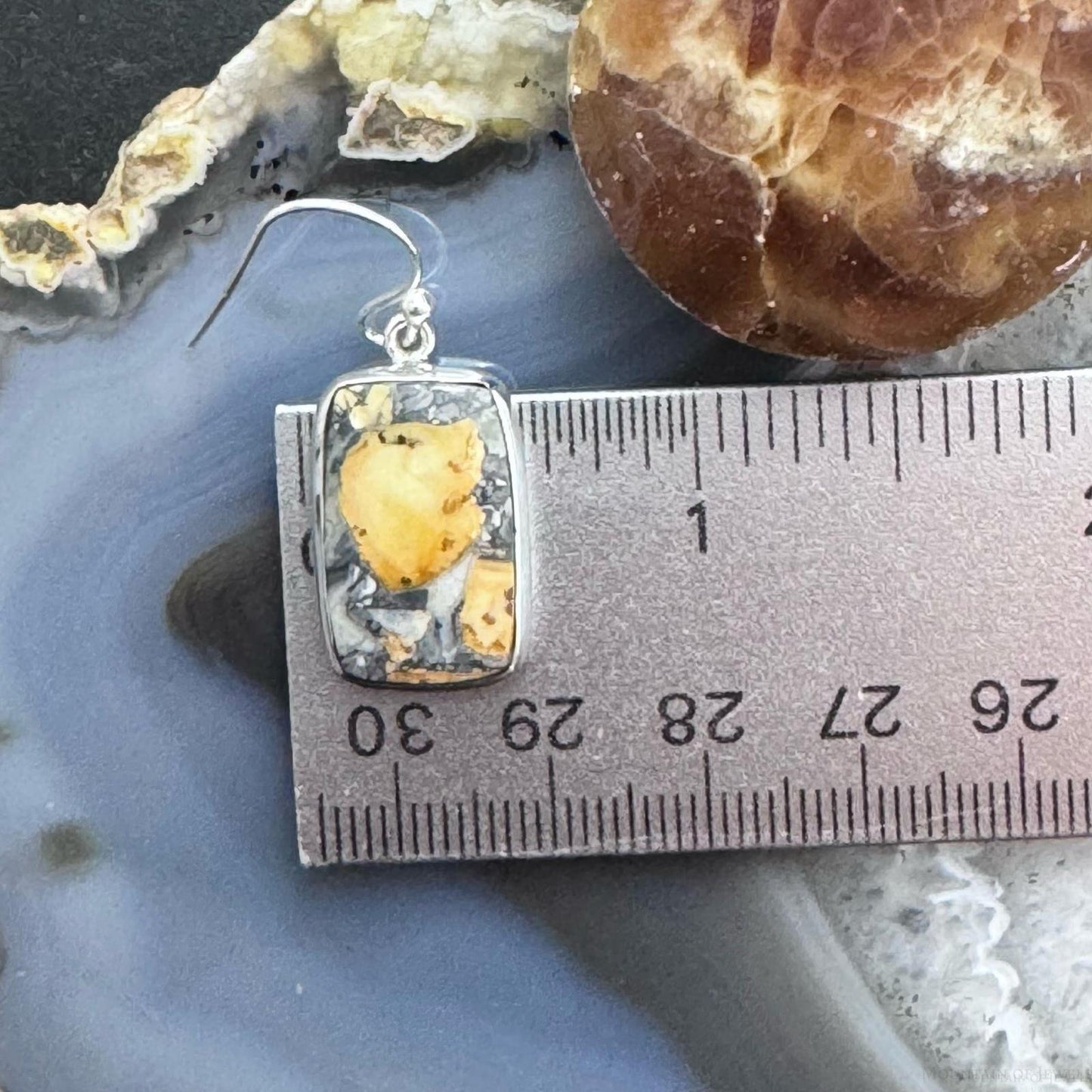 Sterling Silver Southwestern Style Rectangle Maligano Jasper Dangle Earrings For Women1