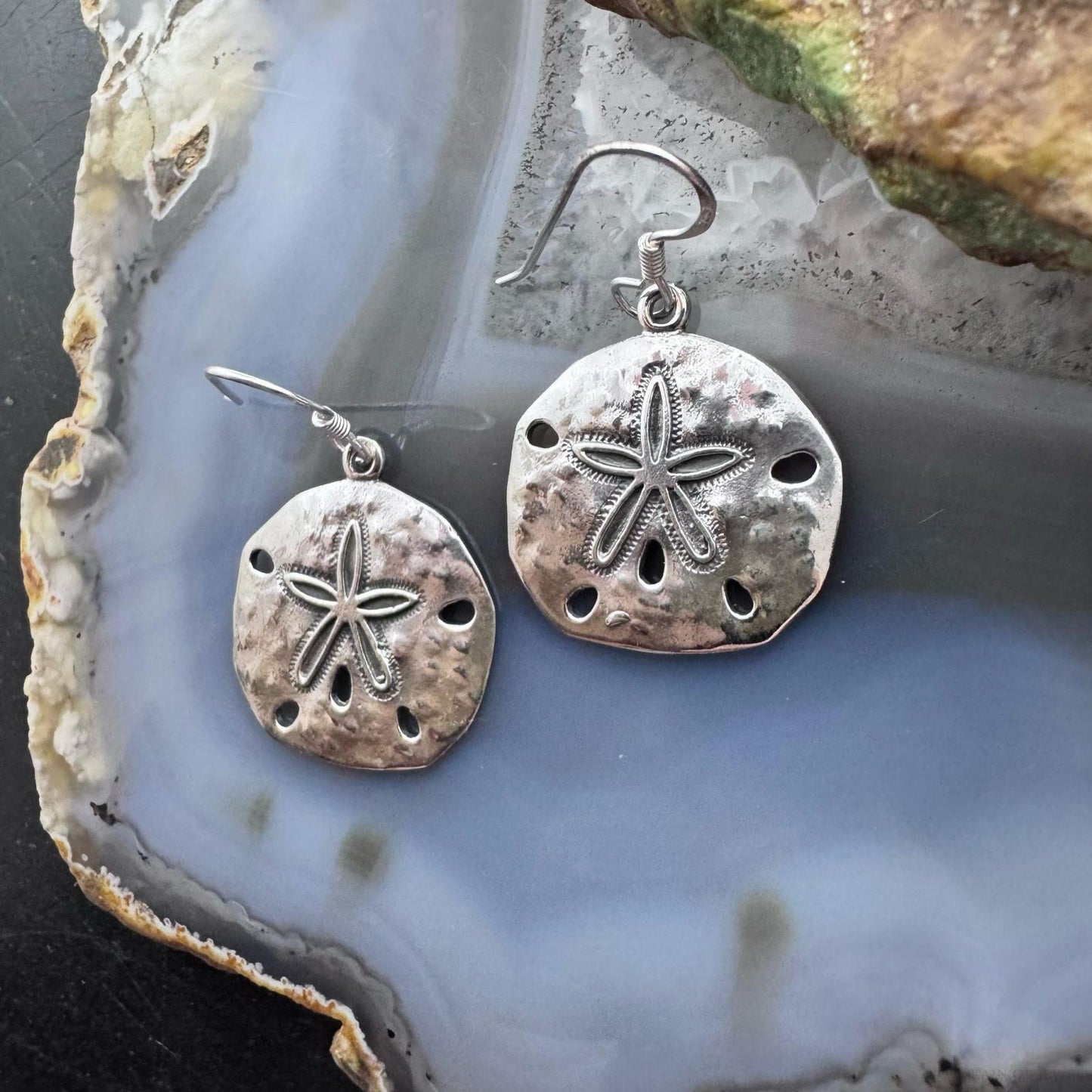 Sterling Silver Sea Star Shell Dangle Earrings For Women