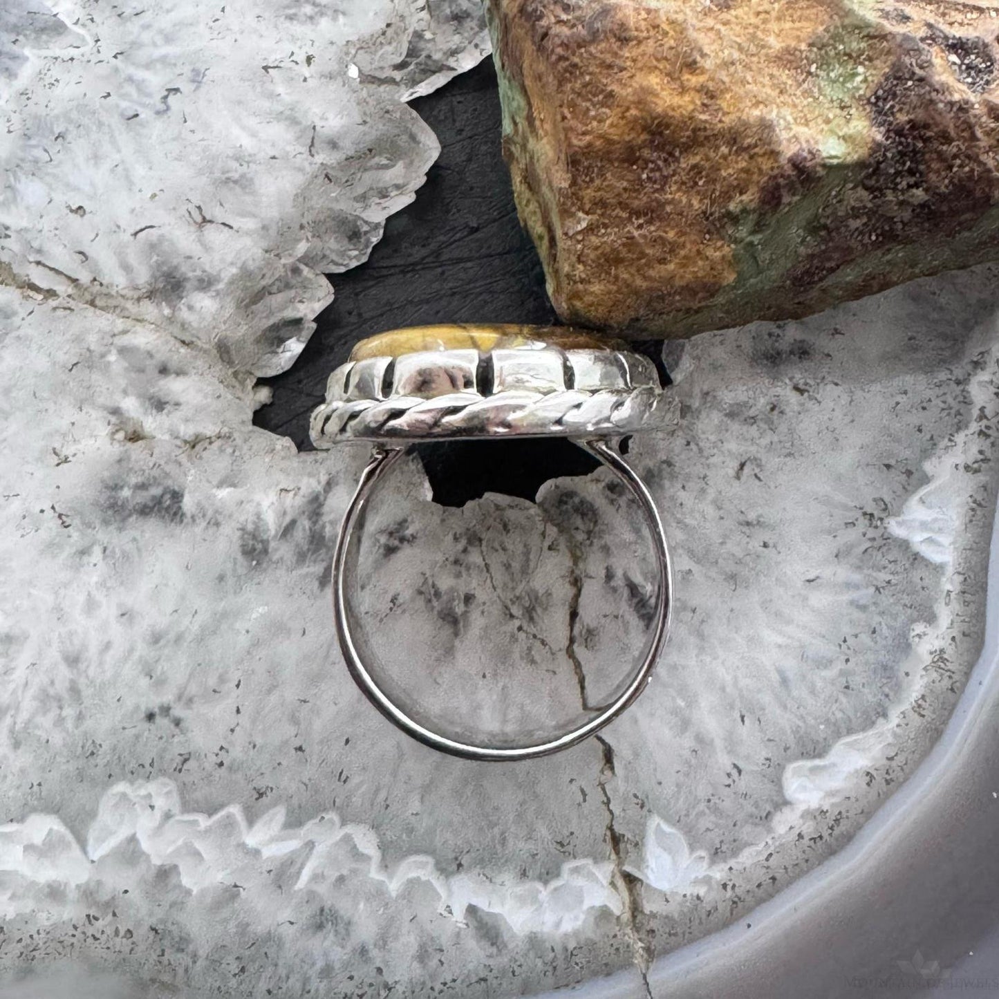 Sterling Silver Southwestern Style Elongated Oval Tiger's Eye Ring Size 8.25 For Women