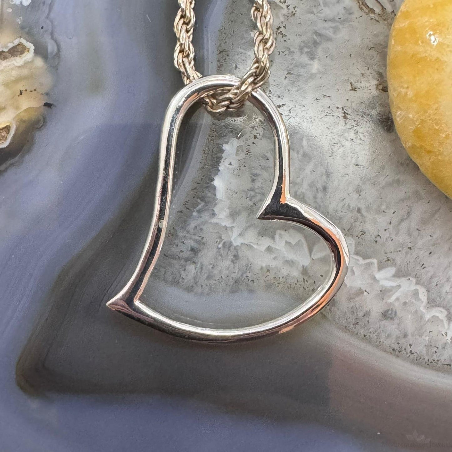 Sterling Silver Hammered Abstruct Heart Pendant For Women
