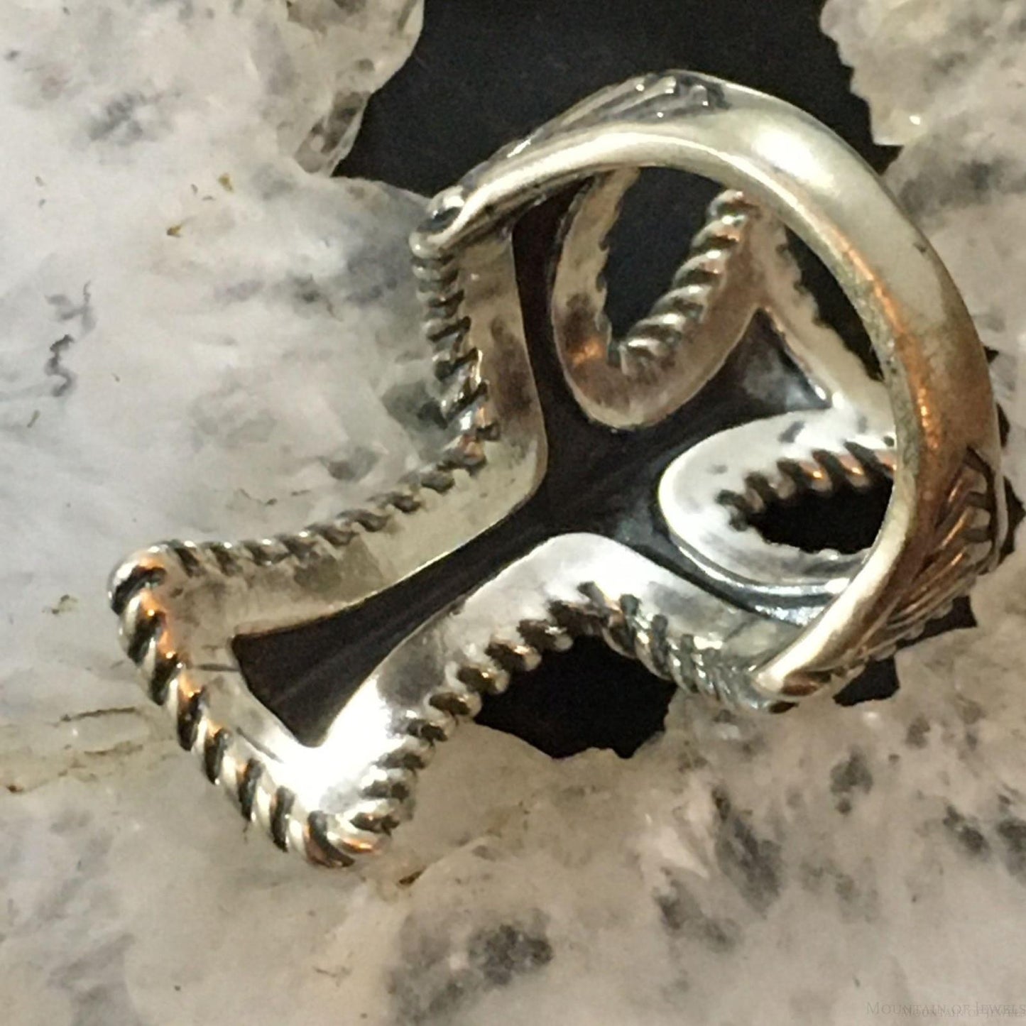 Carolyn Pollack Southwestern Style Sterling Silver Decorated Cross Ring For Women