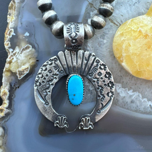 Eva & Linberg Billah Sterling Silver Oval Turquoise Stamped Unisex Naja Pendant