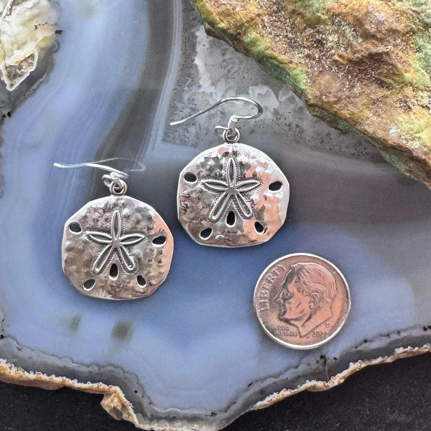 Sterling Silver Sea Star Shell Dangle Earrings For Women