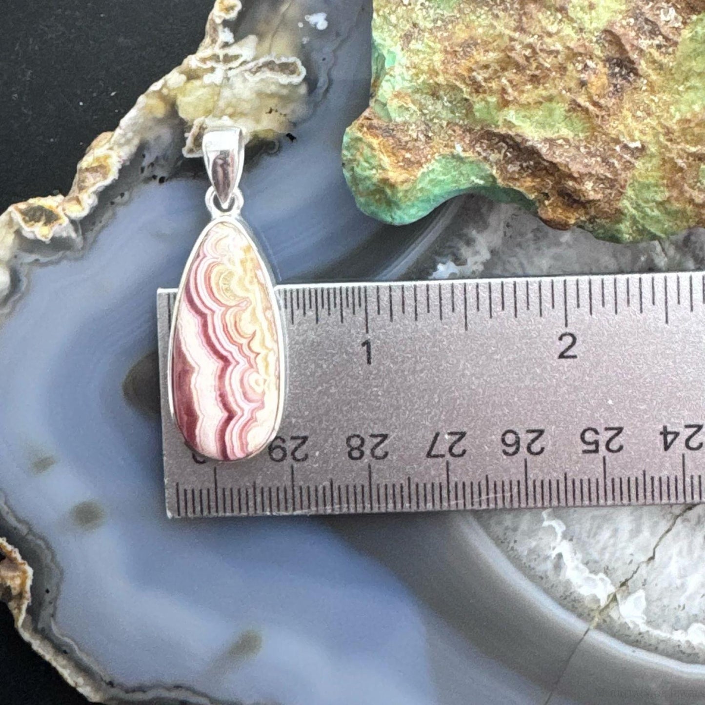 Sterling Silver Southwestern Style Teardrop Rhodochrosite Pendant For Women #1