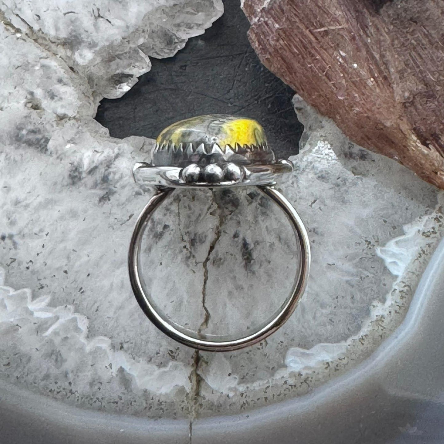 Sterling Silver Southwestern Style Marquise Bumblebee Jasper Ring Size 8 For Women