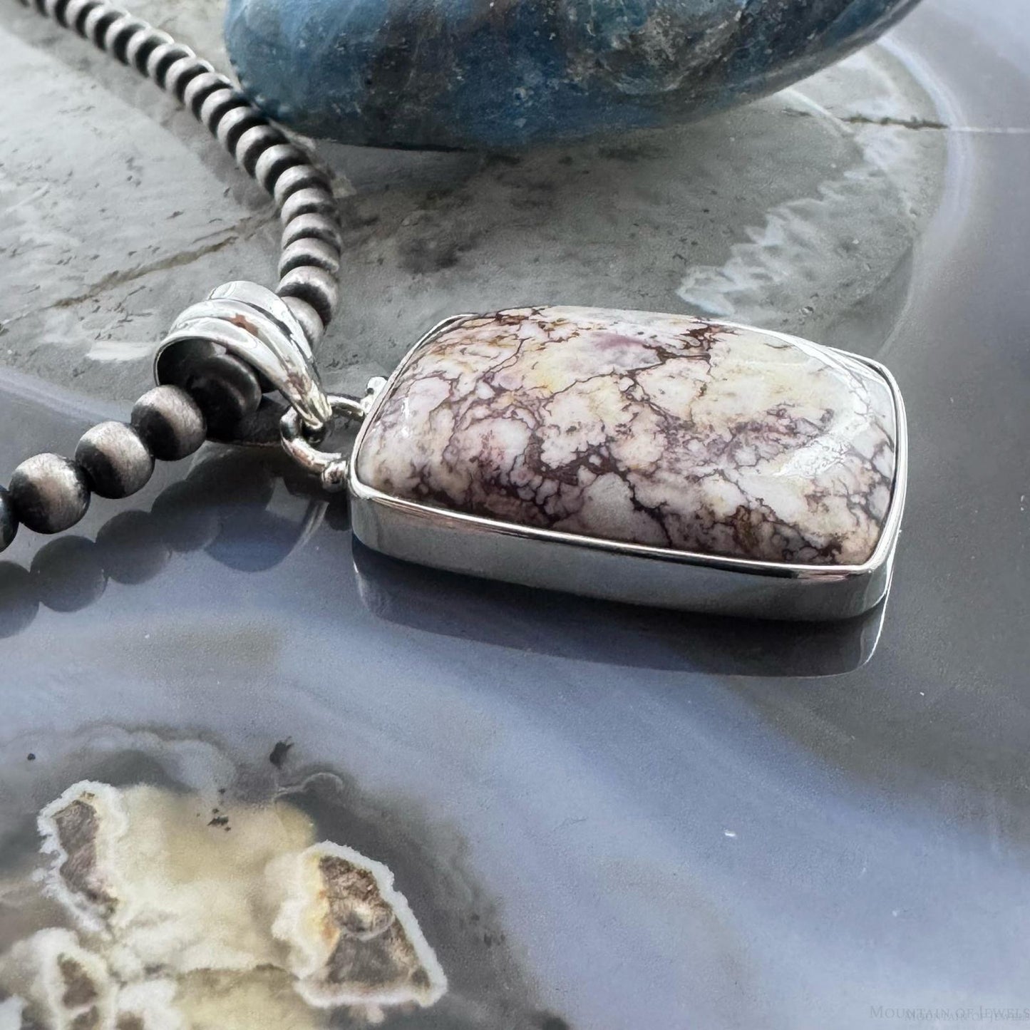 Sterling Silver Southwestern Style Rectangle Wild Horse Pendant For Women