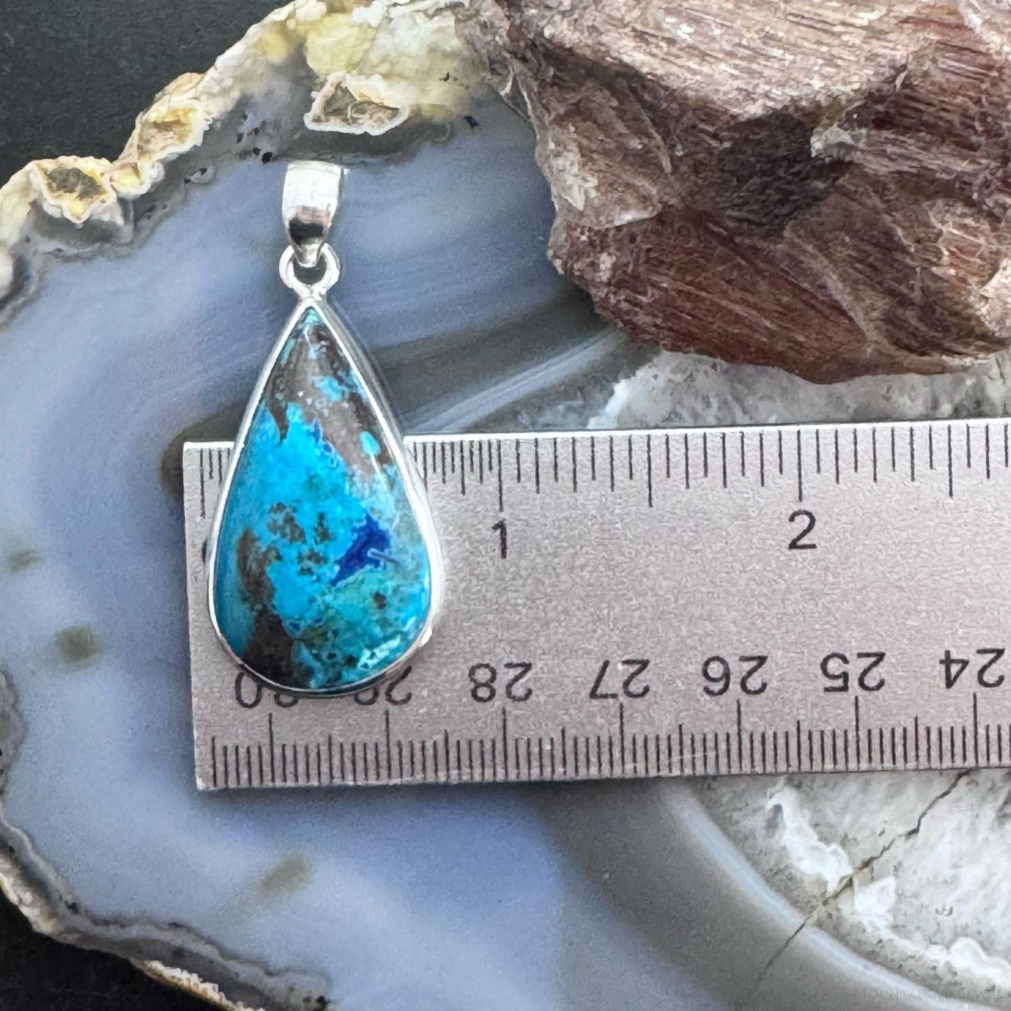 Sterling Silver Southwestern Style Teardrop Chrysocolla Pendant For Women