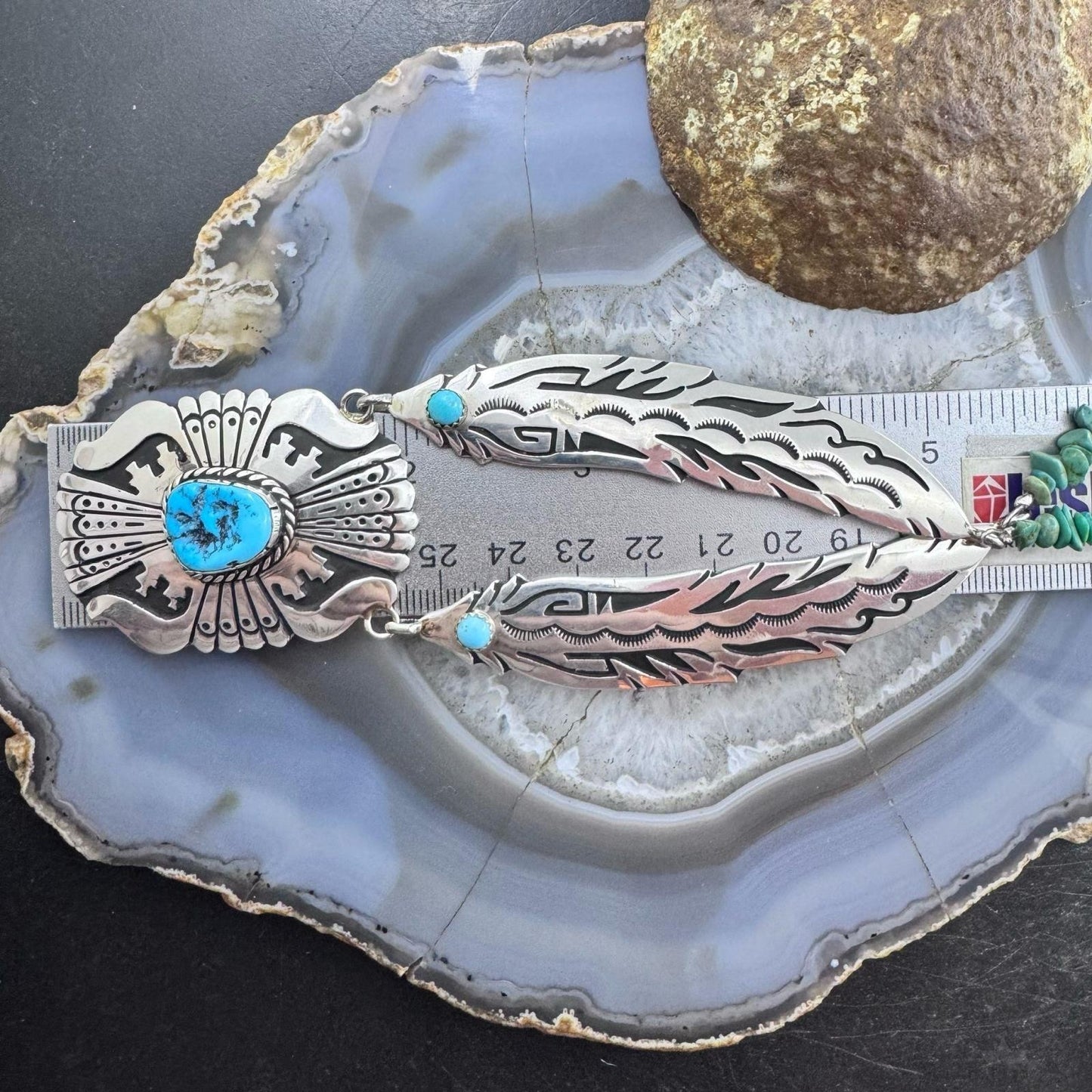 Tommy & Rosita Singer Sterling Silver Overlay Pendant w/Turquoise Necklace For Women