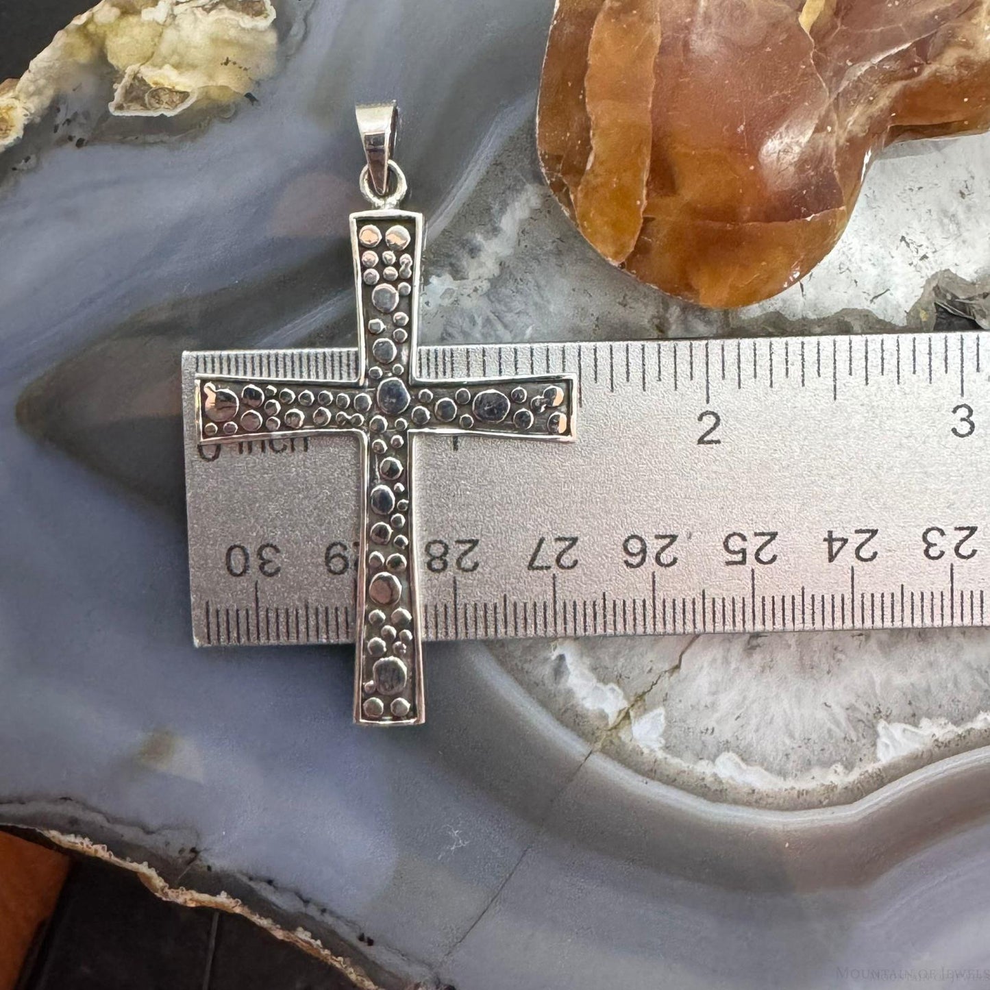 Sterling Silver Southwestern Style Decorated Unisex Cross Pendant