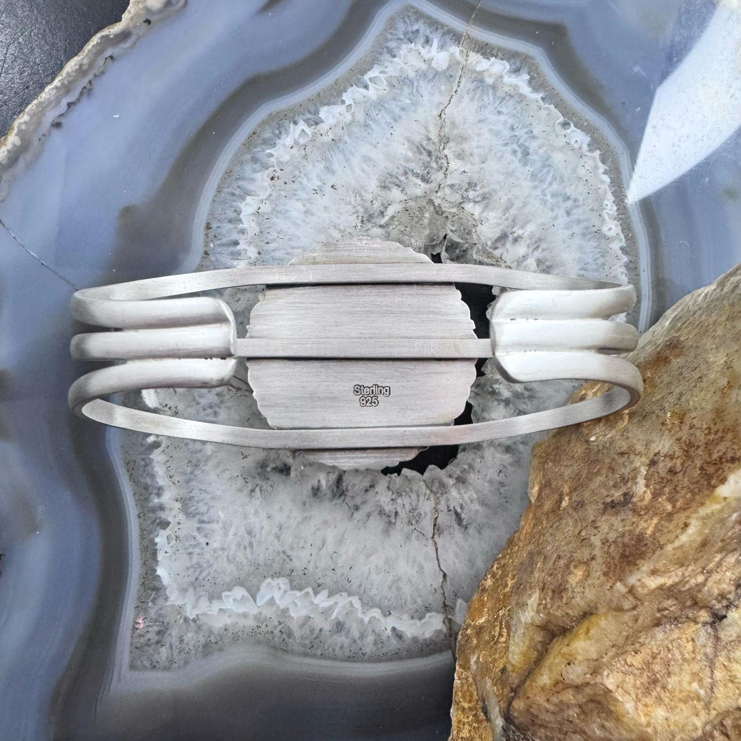 Sterling Silver Southwestern Style Flower Cluster Split Shank Bracelet For Women