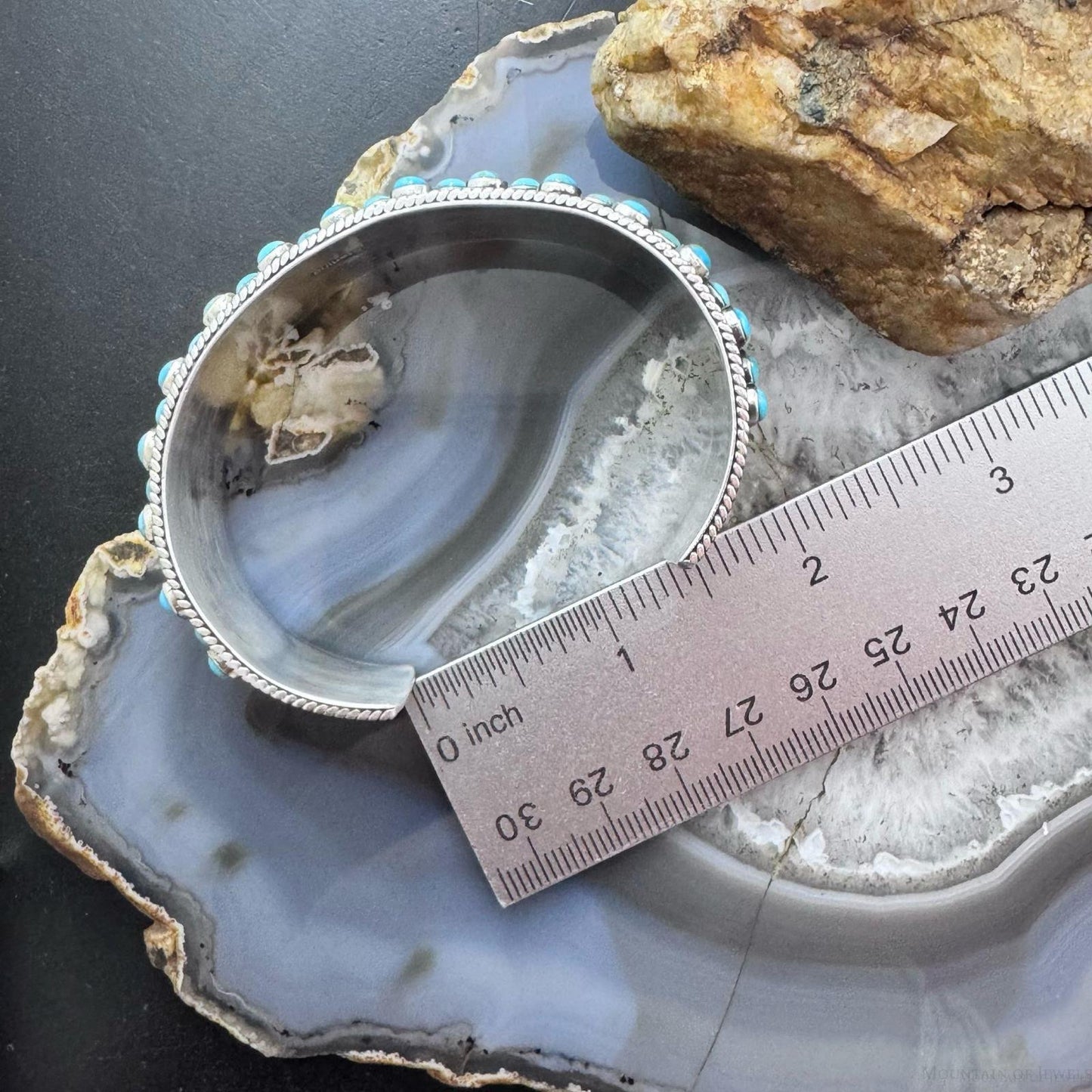 Sterling Silver Southwestern Style Multi Turquoise & Raindrops Bracelet For Women