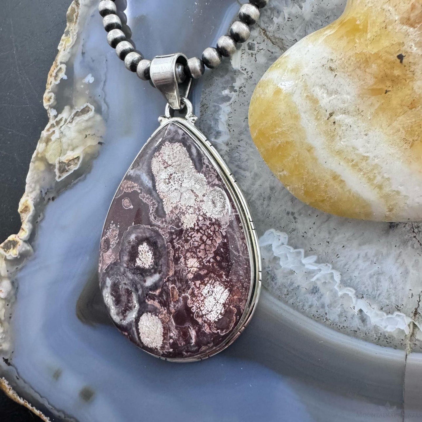 Sterling Silver Southwestern Style Large Teardrop Sunflower Jasper Unisex Pendant
