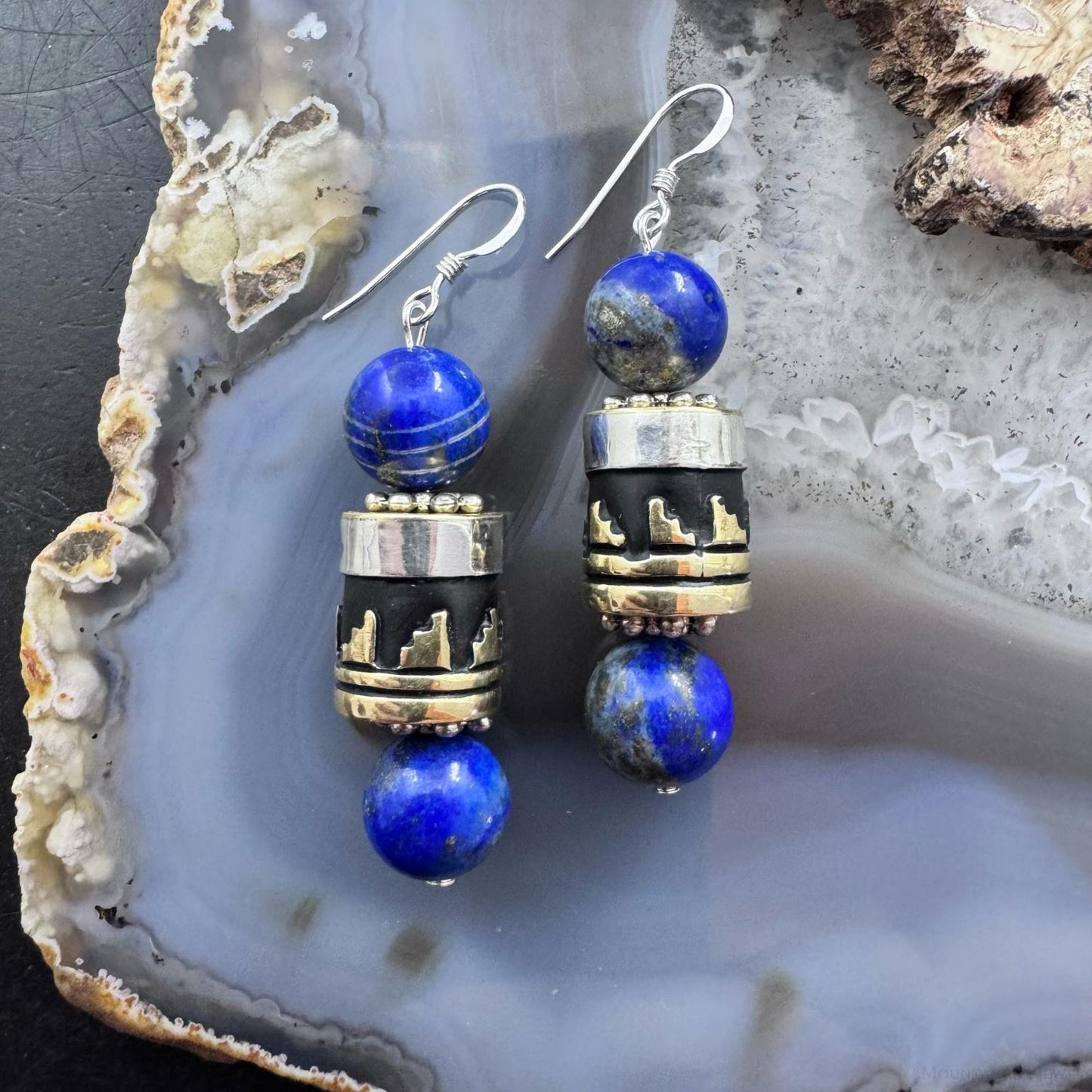 Tommy & Rosita Singer Sterling Silver Lapis Lazuli Bead Dangle Earrings For Women