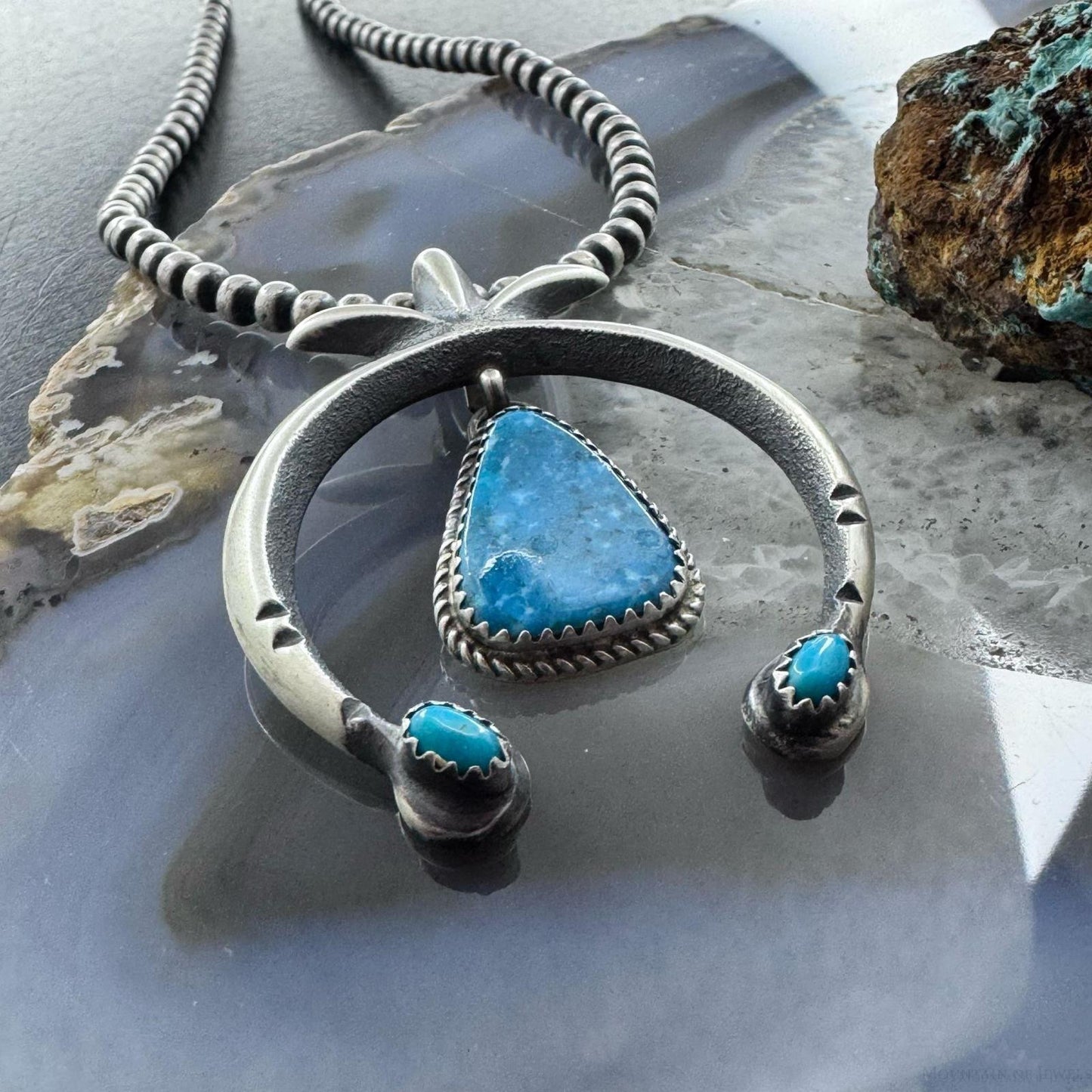 Veronica Cayatineto Native American Sterling Silver Turquoise Unisex Naja Pendant