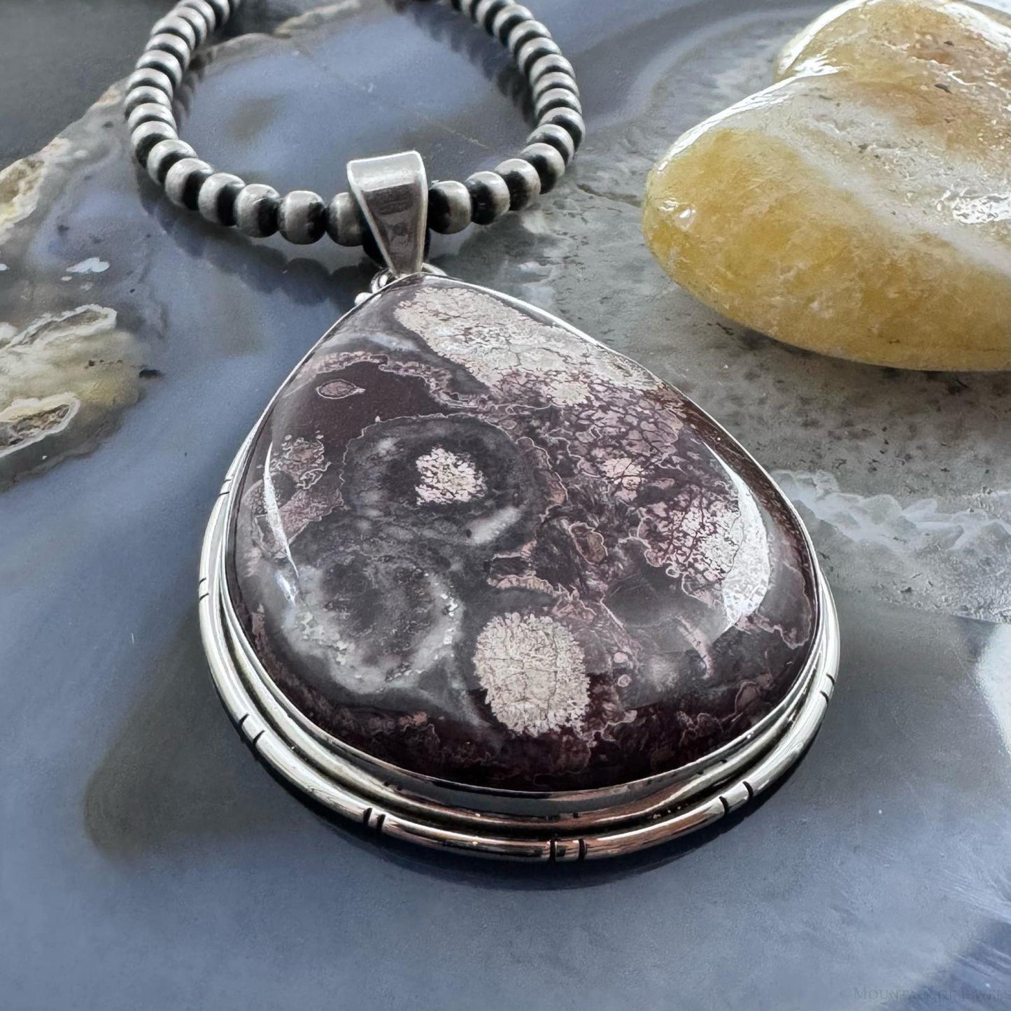Sterling Silver Southwestern Style Large Teardrop Sunflower Jasper Unisex Pendant