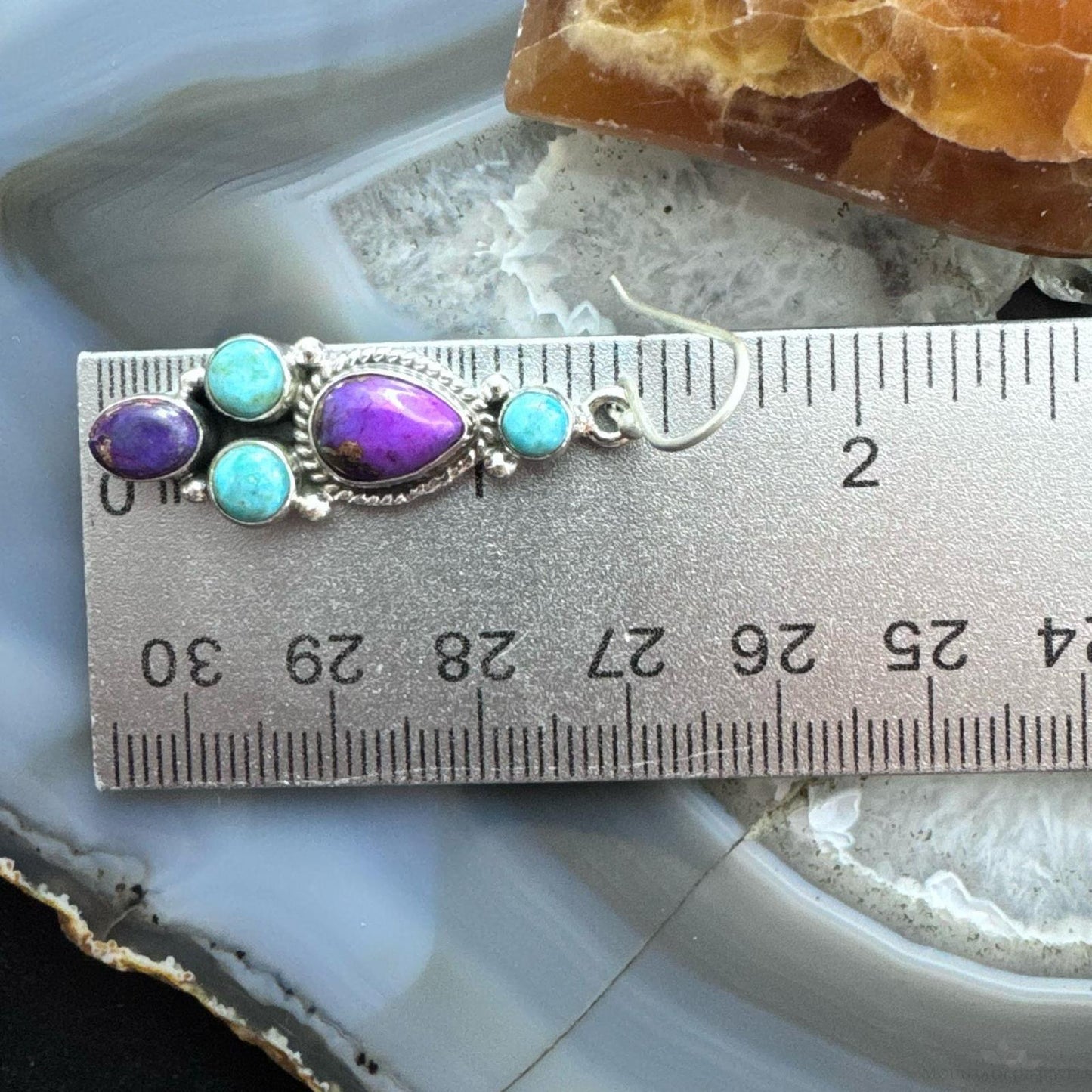 Sterling Silver Southwestern Style Multistone Cluster Dangle Earrings For Women #10