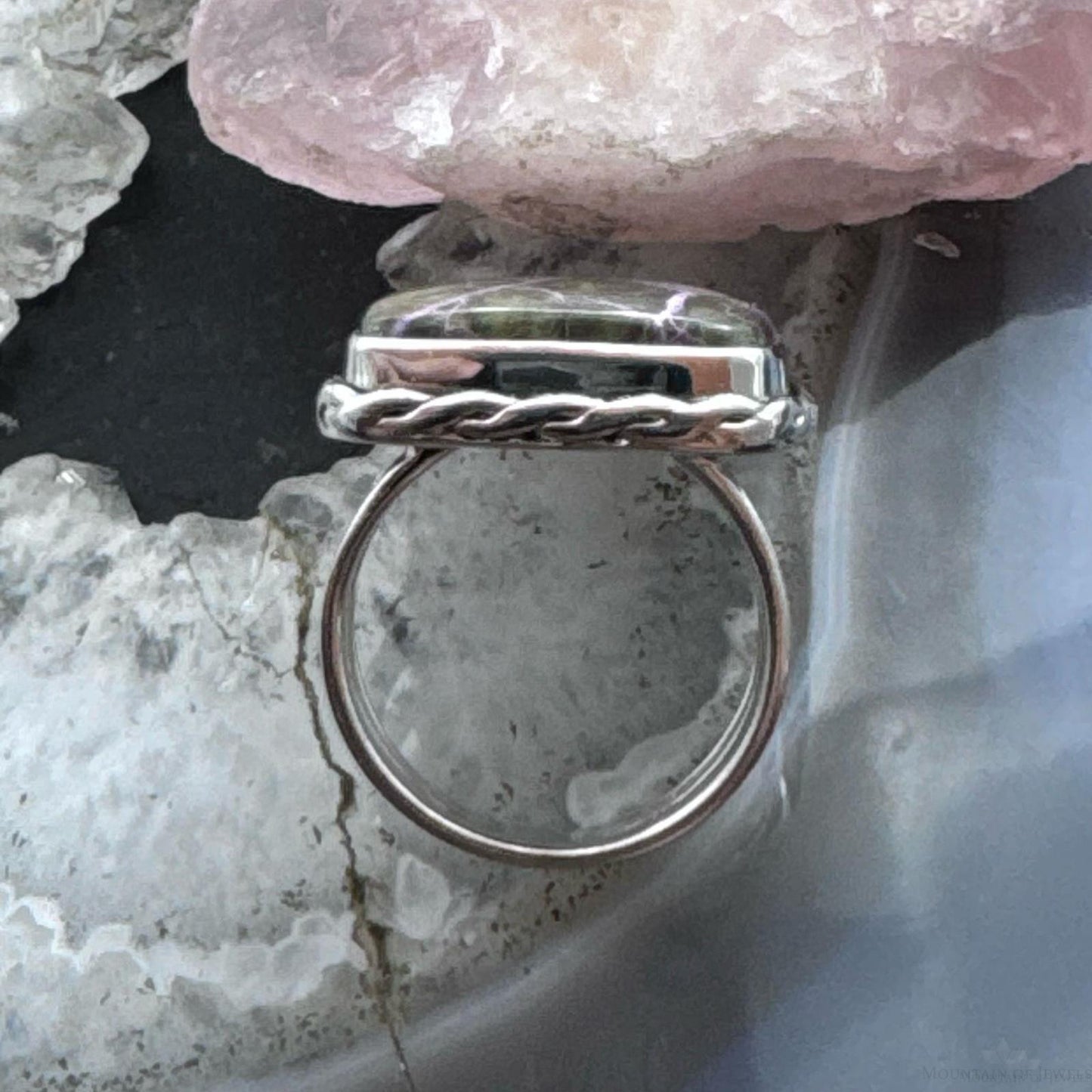 Sterling Silver Southwestern Style Purpurite Bar Ring Size 8 For Women