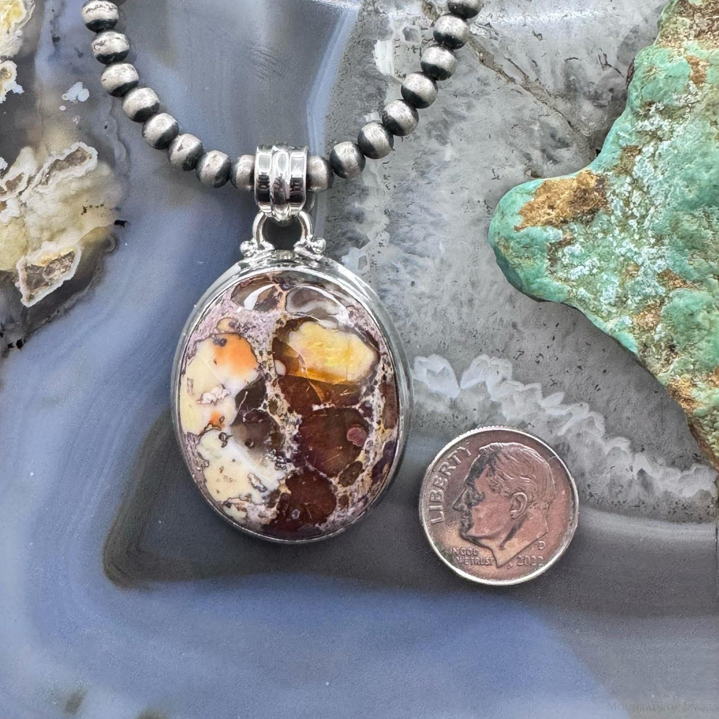 Sterling Silver Southwestern Style Oval Mexican Fire Opal Pendant For Women