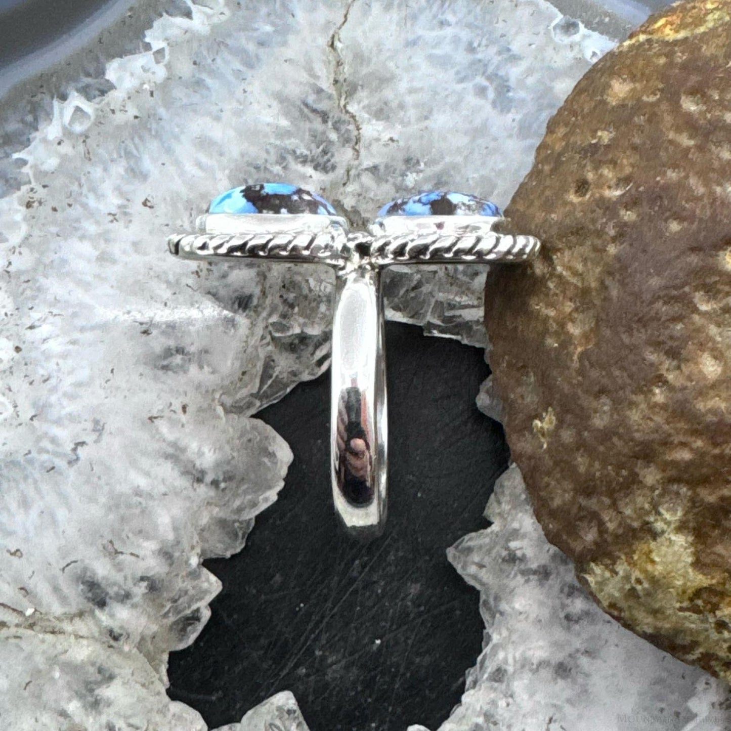 Sterling Silver Southwestern Style Oval Golden Hill Turquoise Ring Size 9.5 For Women