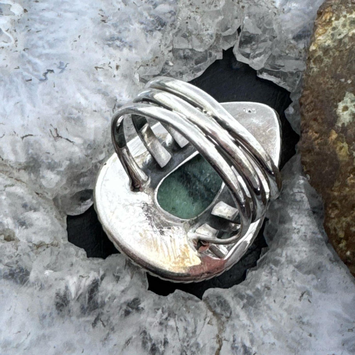 Sterling Silver Southwestern Style Teardrop Ruby Zoisite Ring Size 9 For Women
