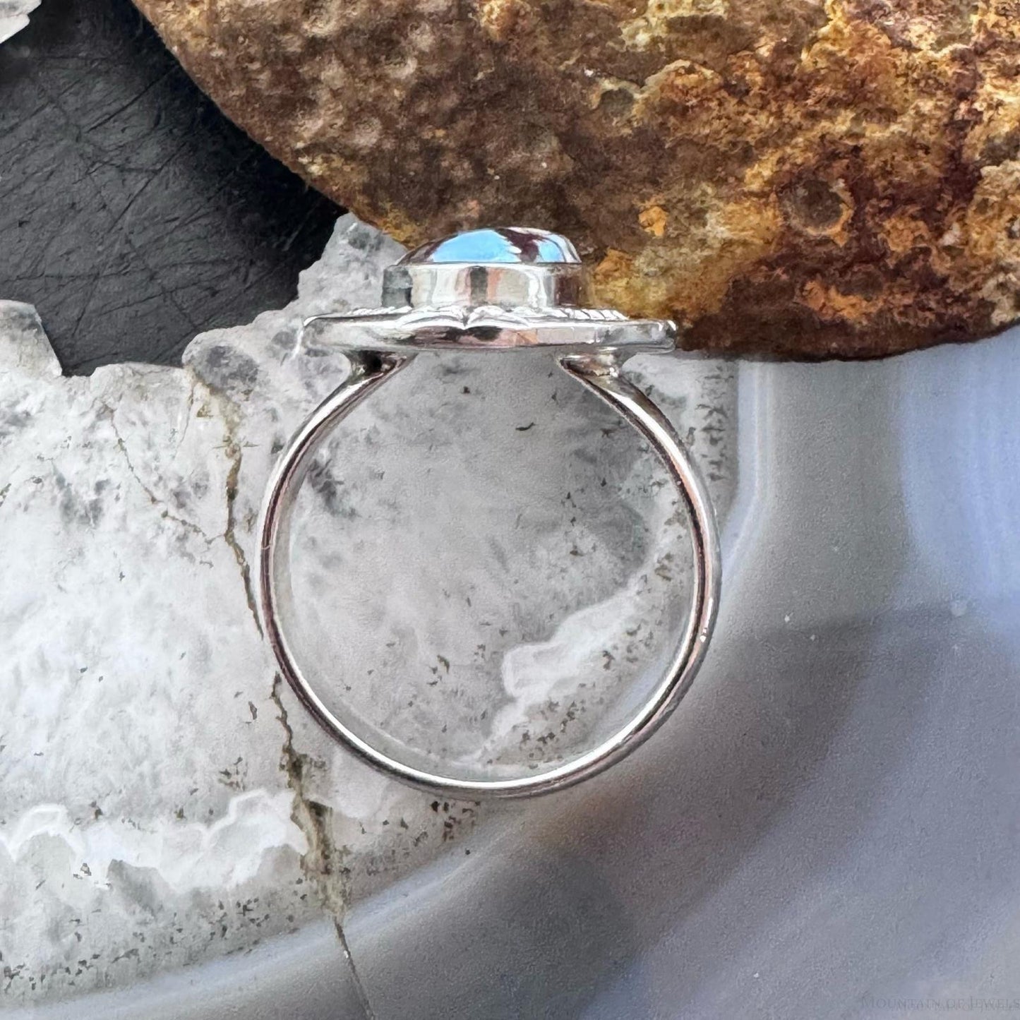 Sterling Silver Southwestern Style Golden Hill Turquoise Ring Size 8 For Women