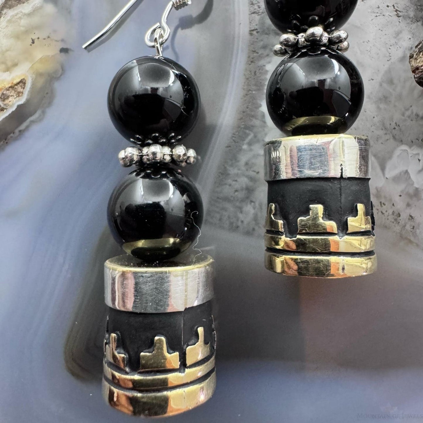 Tommy & Rosita Singer Sterling Silver Onyx Bead Dangle Earrings For Women