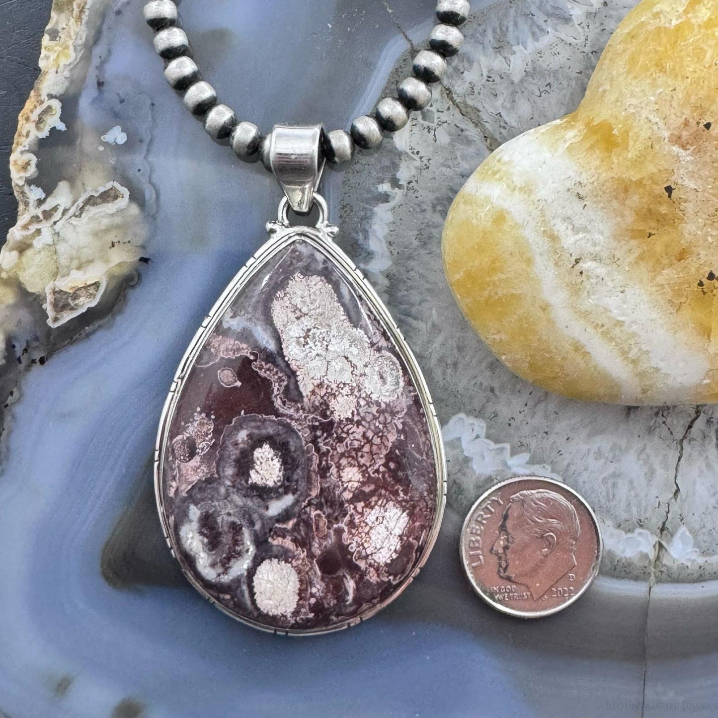 Sterling Silver Southwestern Style Large Teardrop Sunflower Jasper Unisex Pendant