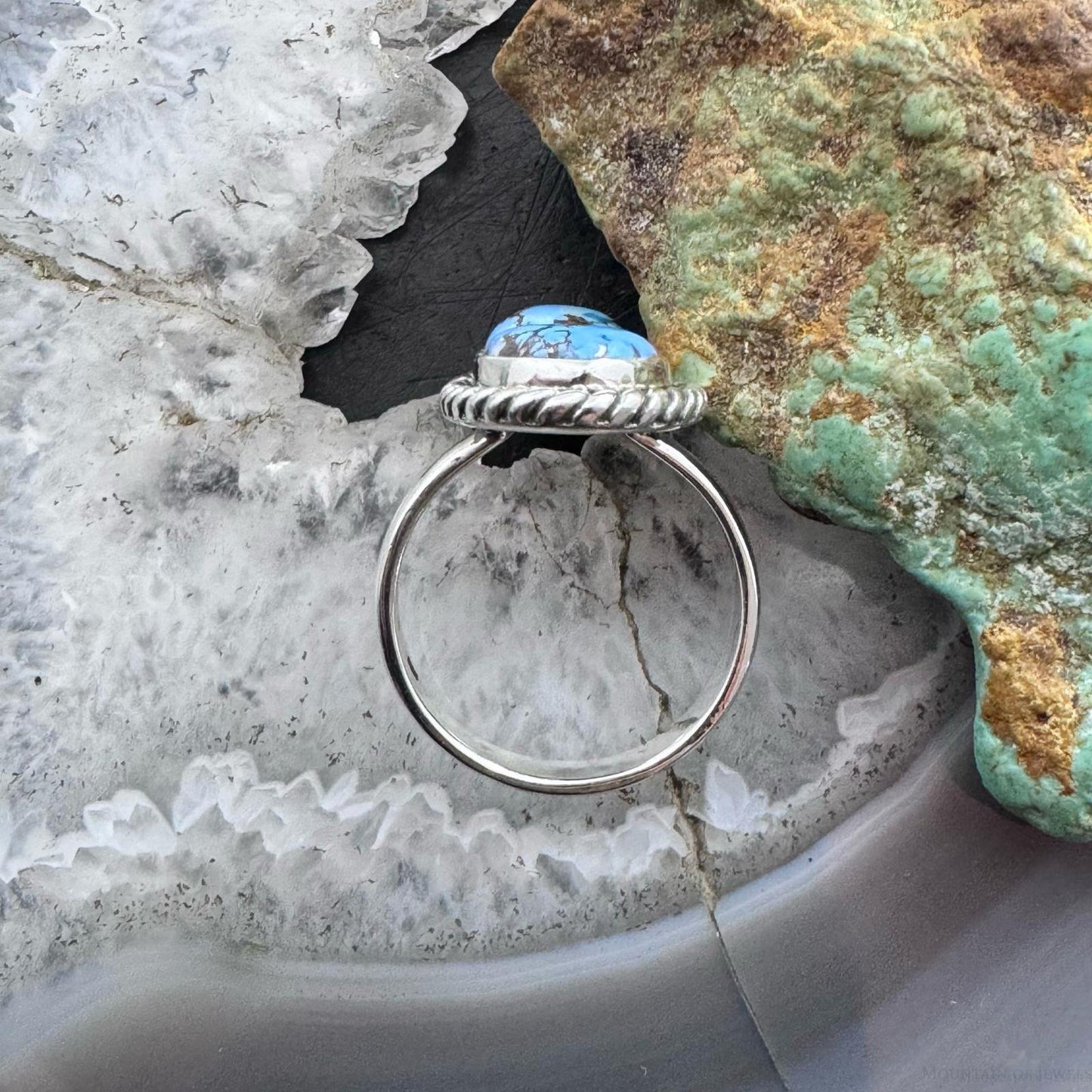 Sterling Silver Southwestern Style 2 Golden Hill Turquoise Ring Size10 For Women