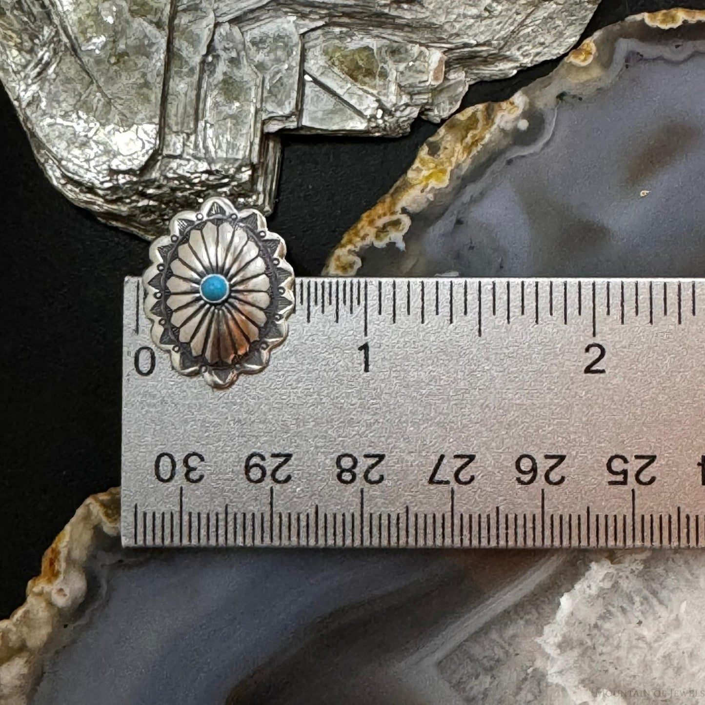 Native American Sterling Turquoise Dot Oval Concho Stud Earrings For Women