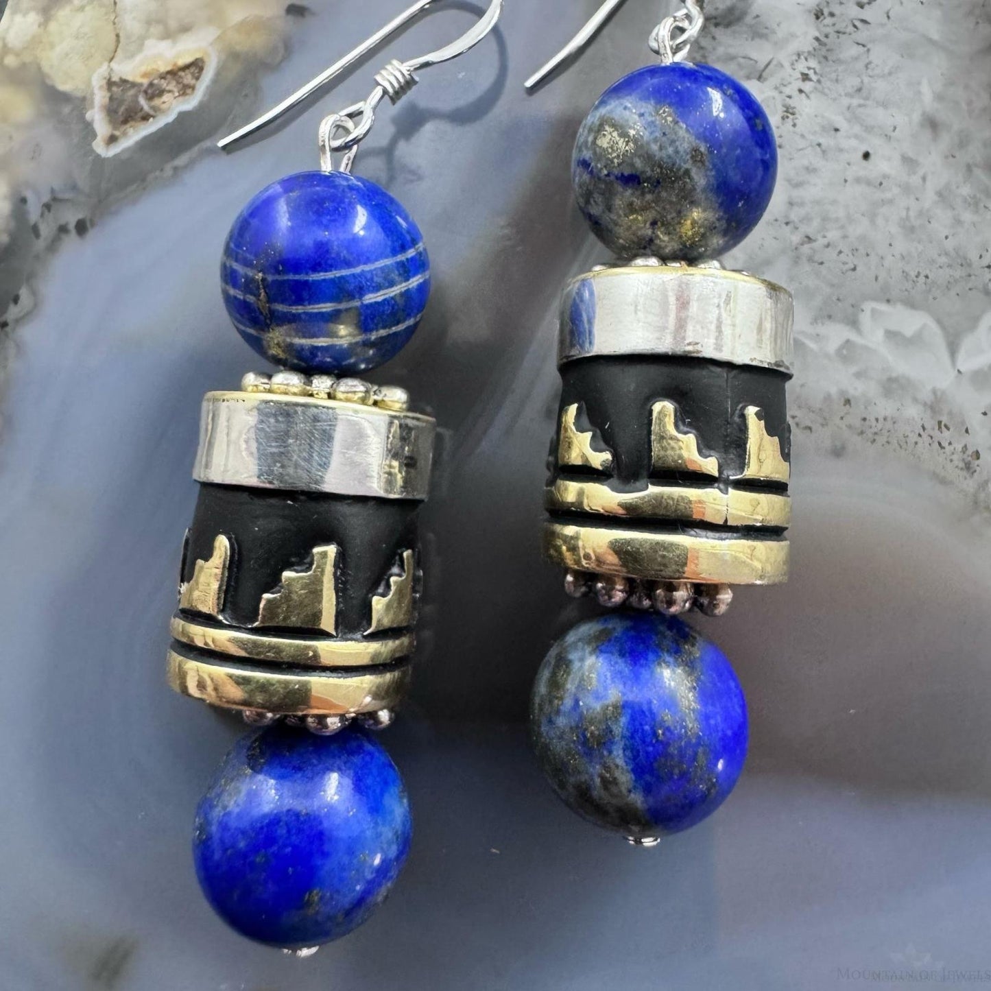 Tommy & Rosita Singer Sterling Silver Lapis Lazuli Bead Dangle Earrings For Women