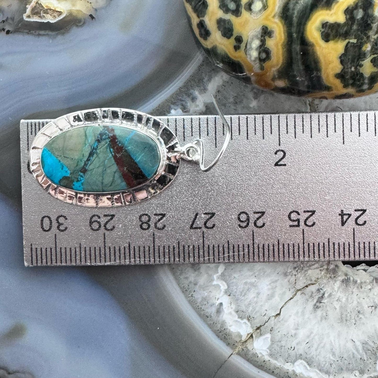 Sterling Silver Southwestern Style Oval Sea Sediment Jasper Dangle Earrings For Women