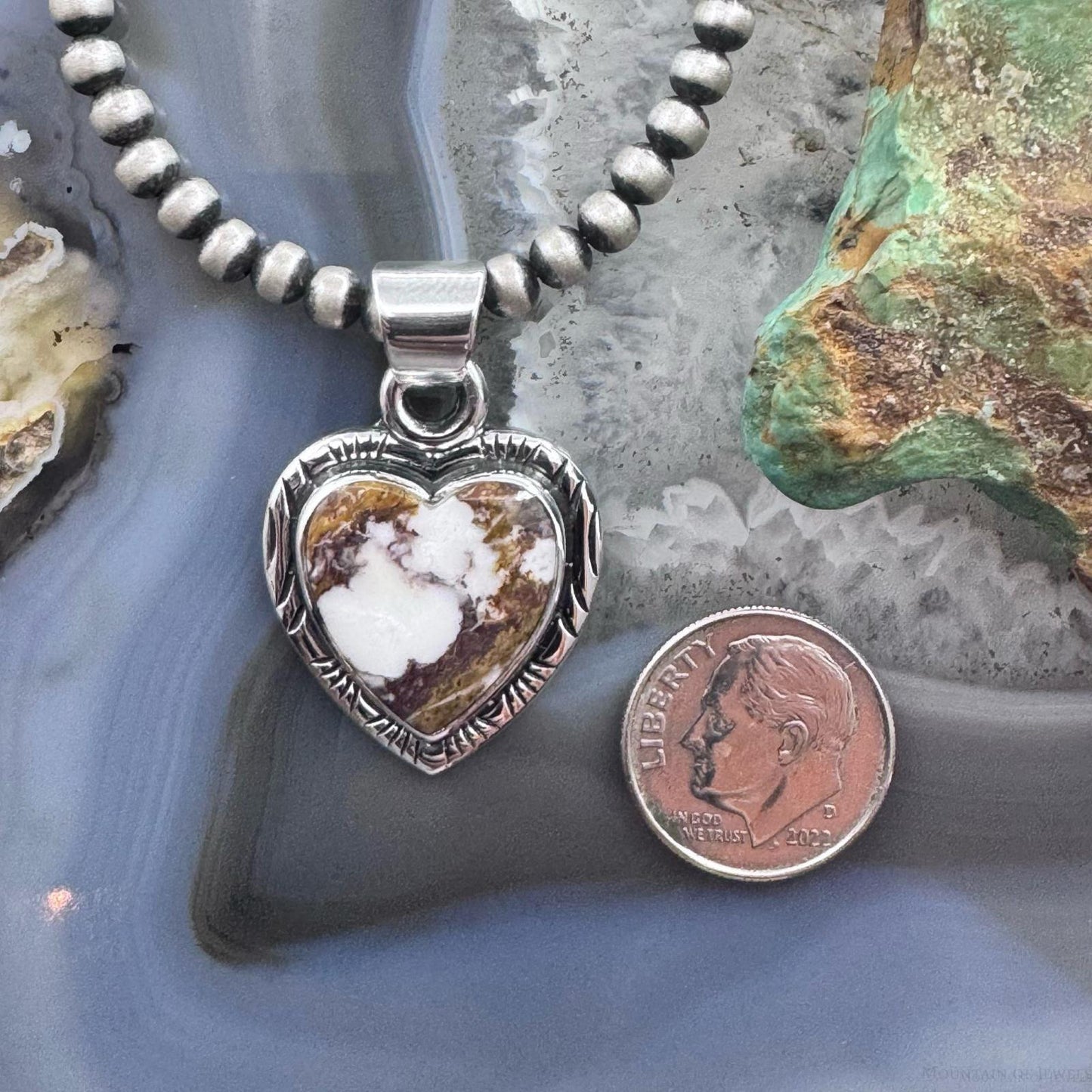 Native American Sterling Silver Wild Horse Decorated Heart Pendant For Women