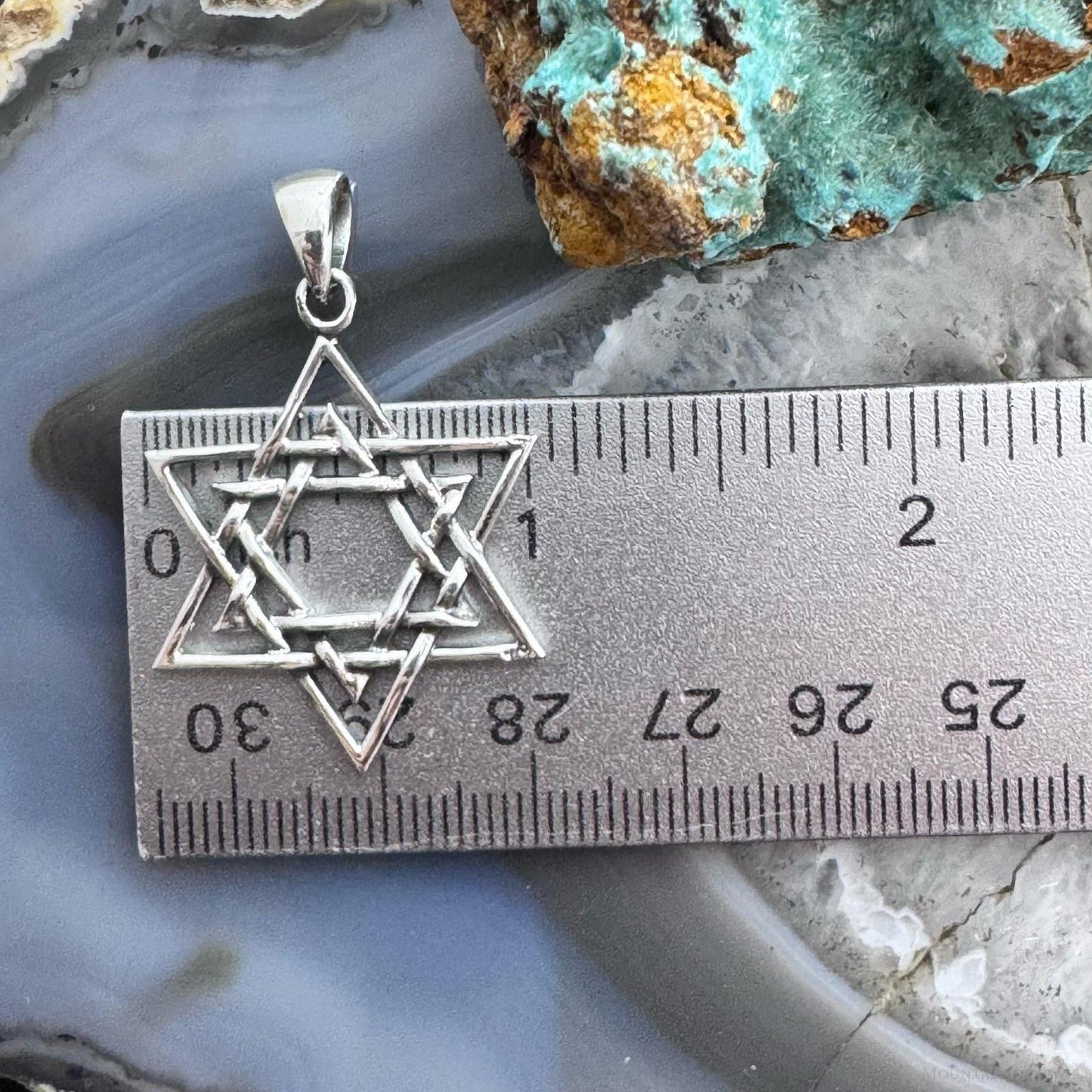 Sterling Silver Decorated Star of David Unisex Religious Pendant