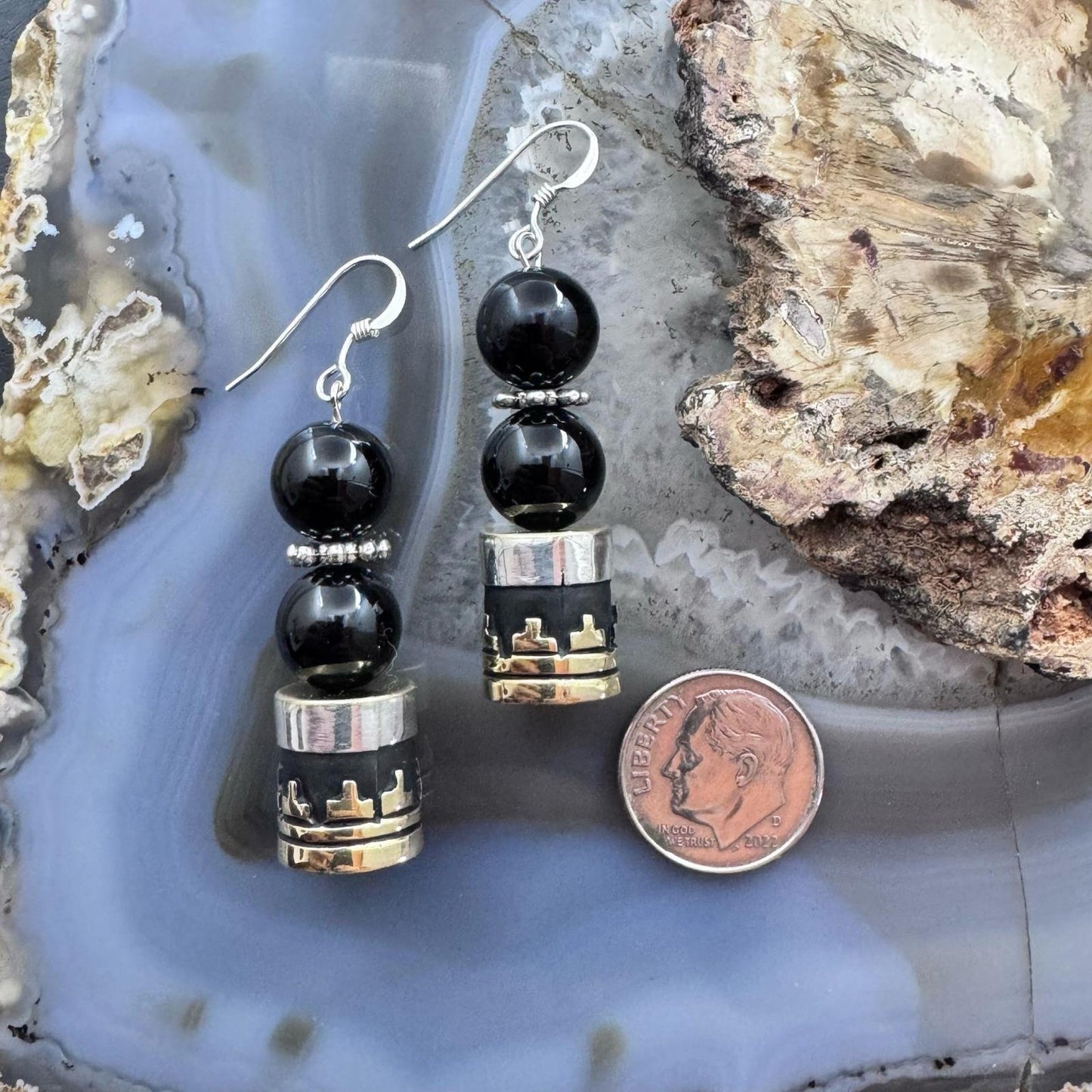 Tommy & Rosita Singer Sterling Silver Onyx Bead Dangle Earrings For Women