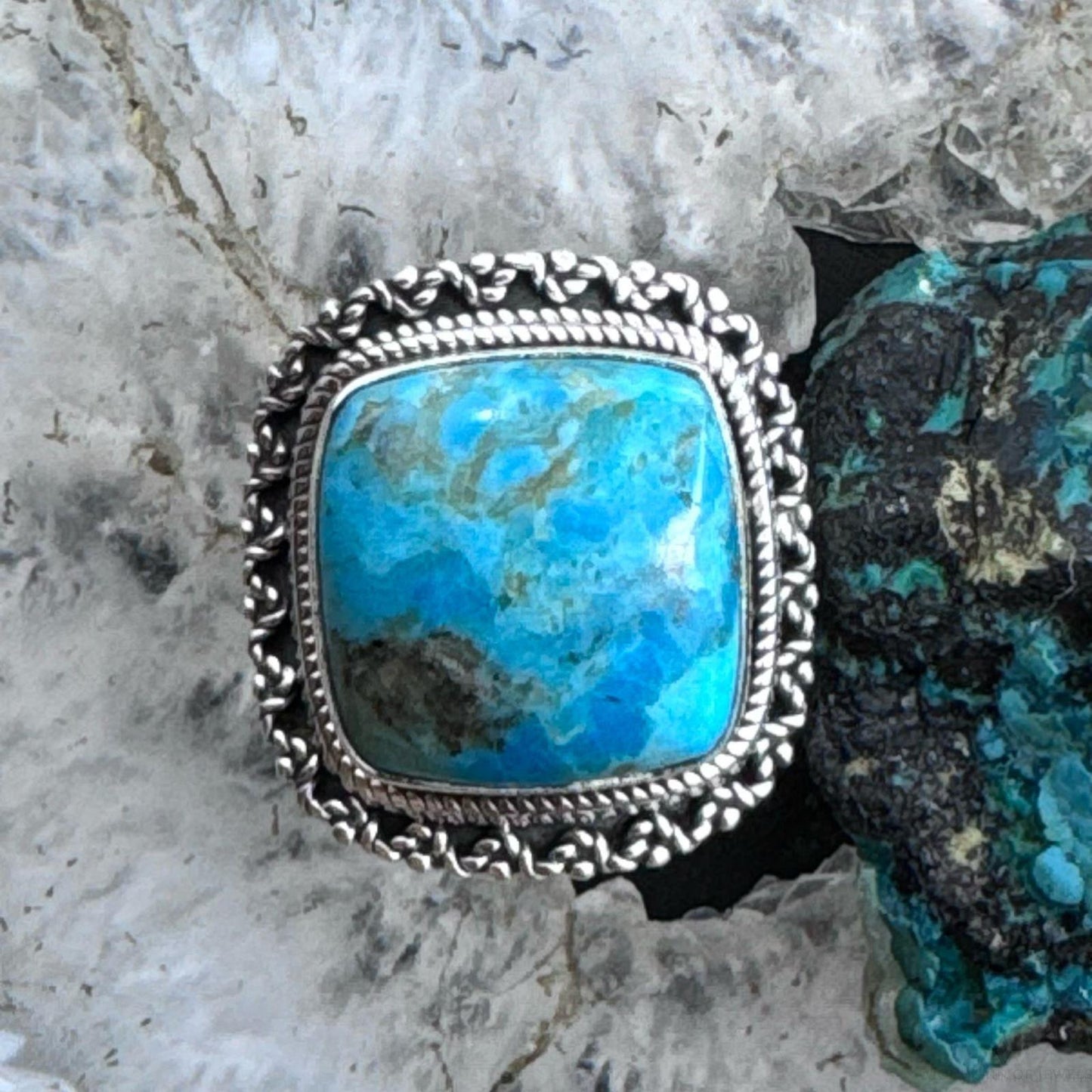 Sterling Silver Southwestern Style Turquoise Bar Ring Size 7 For Women
