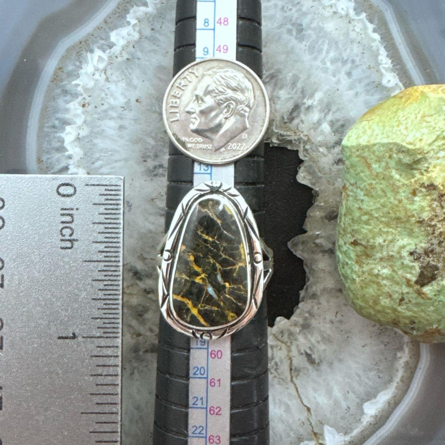 Native American Sterling Silver Blackjack Decorated Ring Size 8 For Women